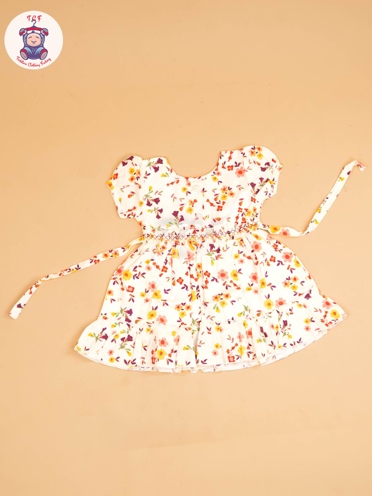 White - Girls Printed Ethnic Frock