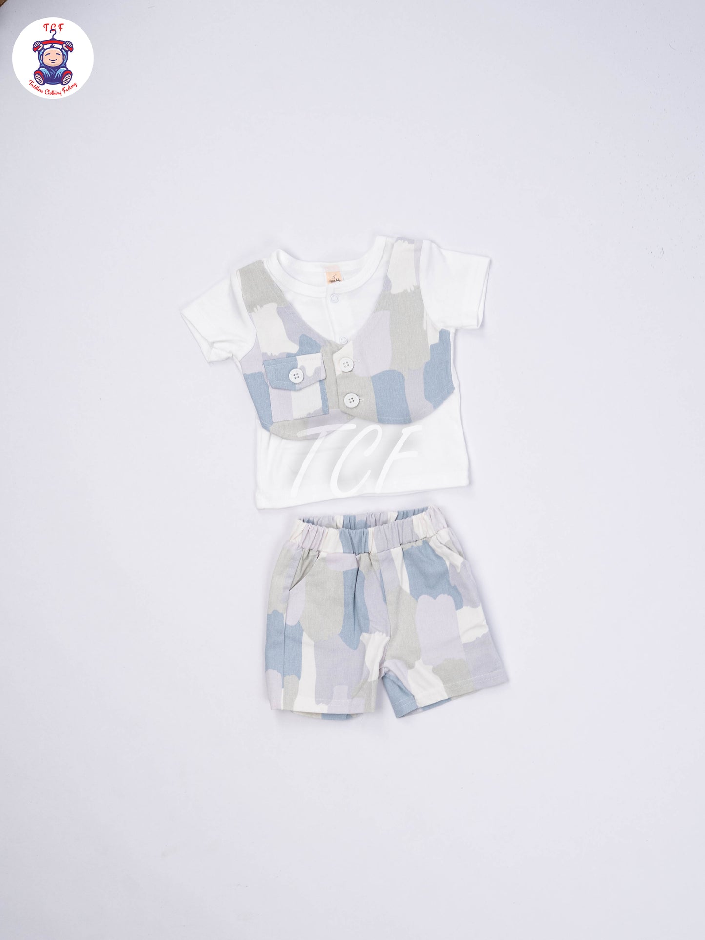 White & Lite Blue - T-Shirts & Shorts