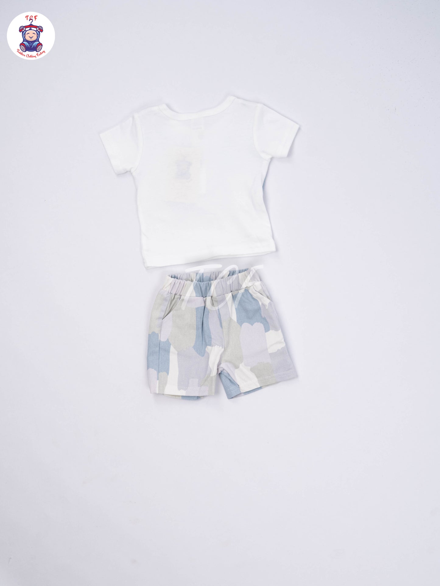 White & Lite Blue - T-Shirts & Shorts