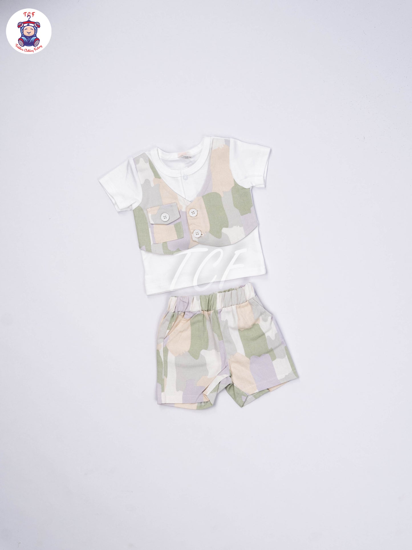 White & Lite Green - T-Shirts & Shorts