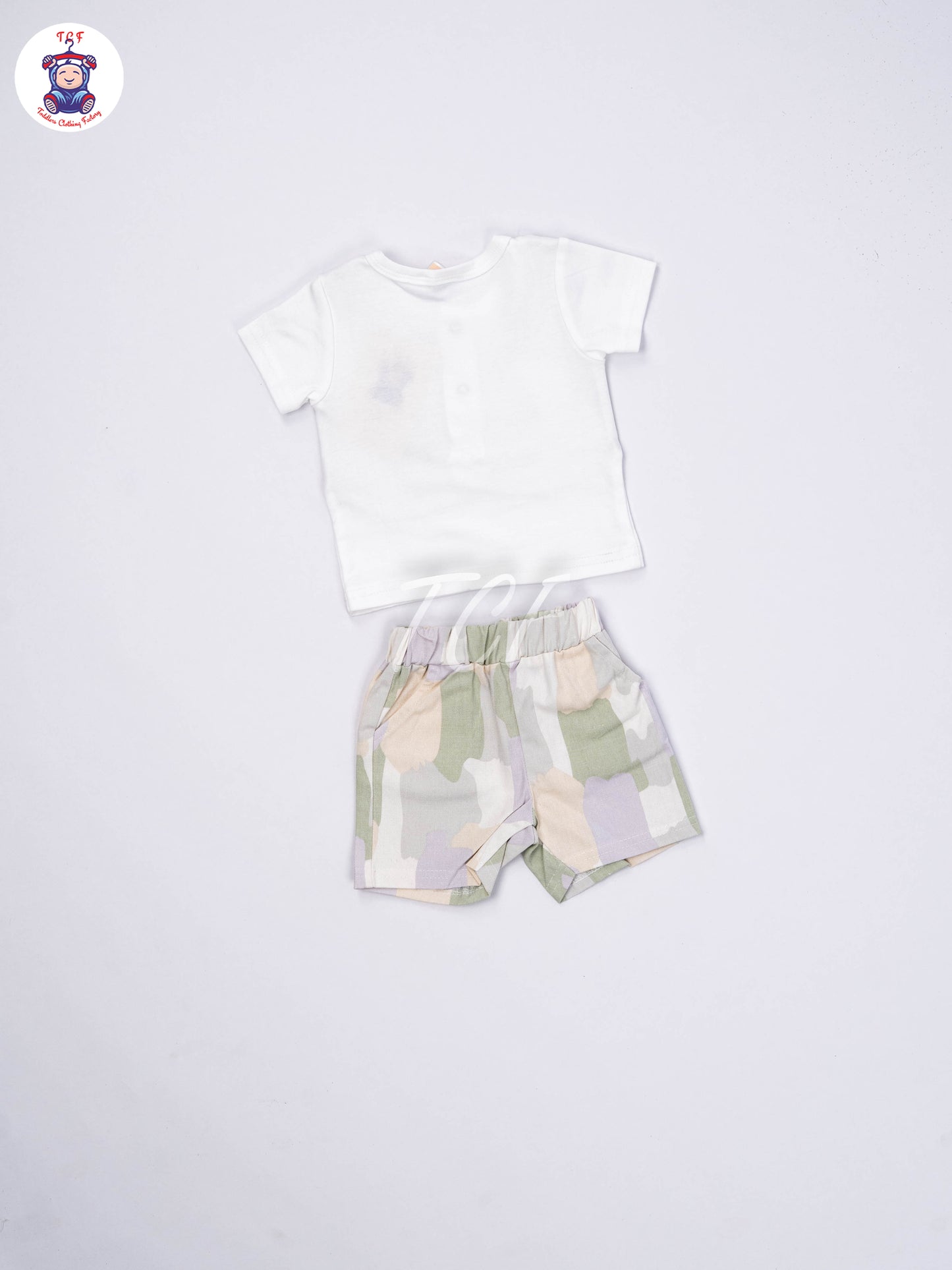 White & Lite Green - T-Shirts & Shorts