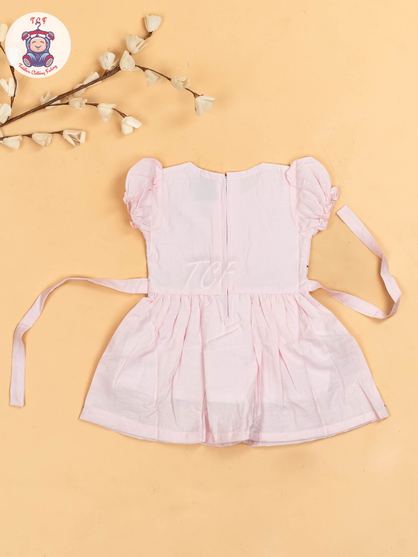 Baby Pink - Girls Readymade crinkled Cotton Frocks