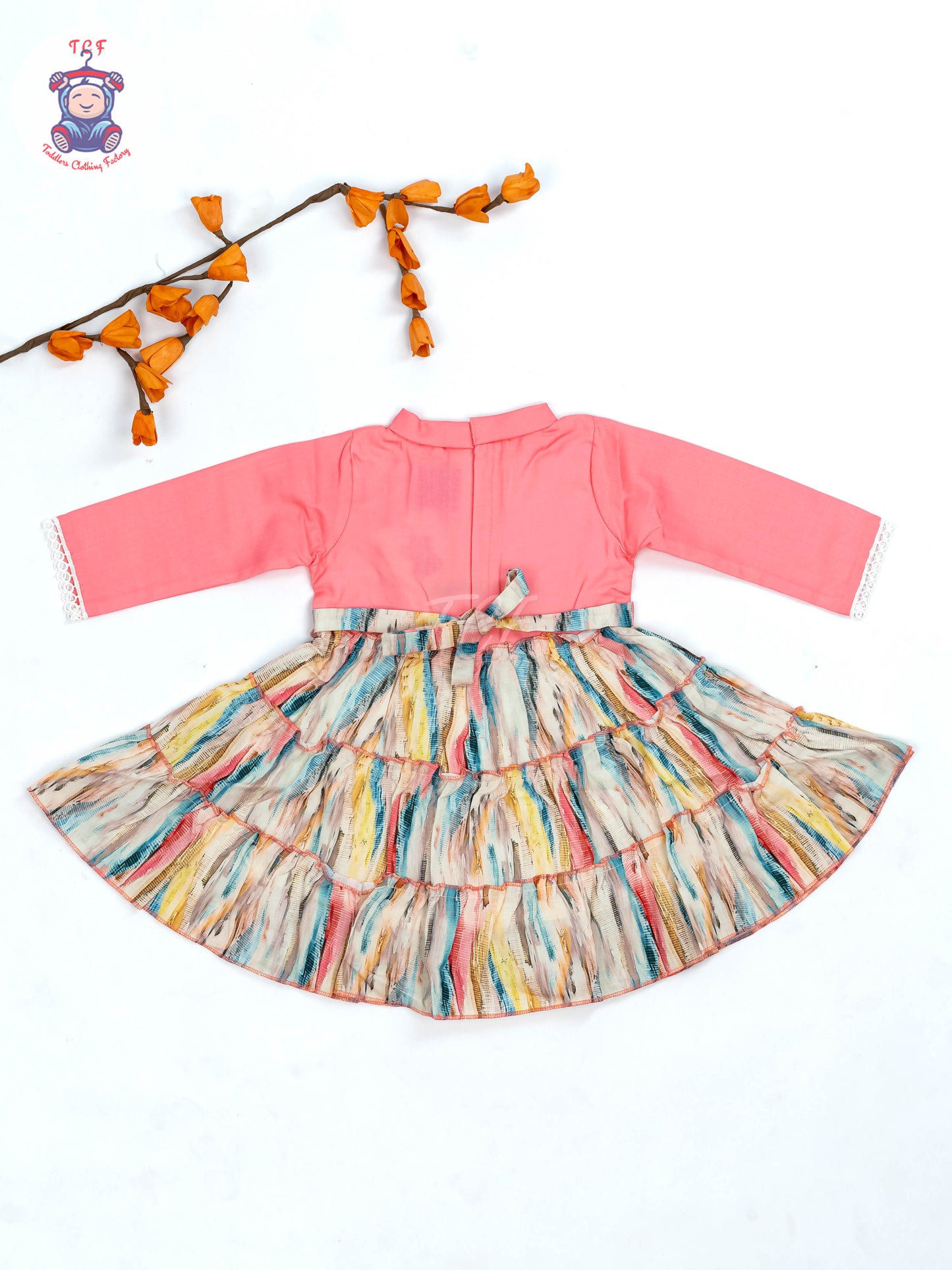 Pink Floral Printed - Girls Readymade Cotton Frocks