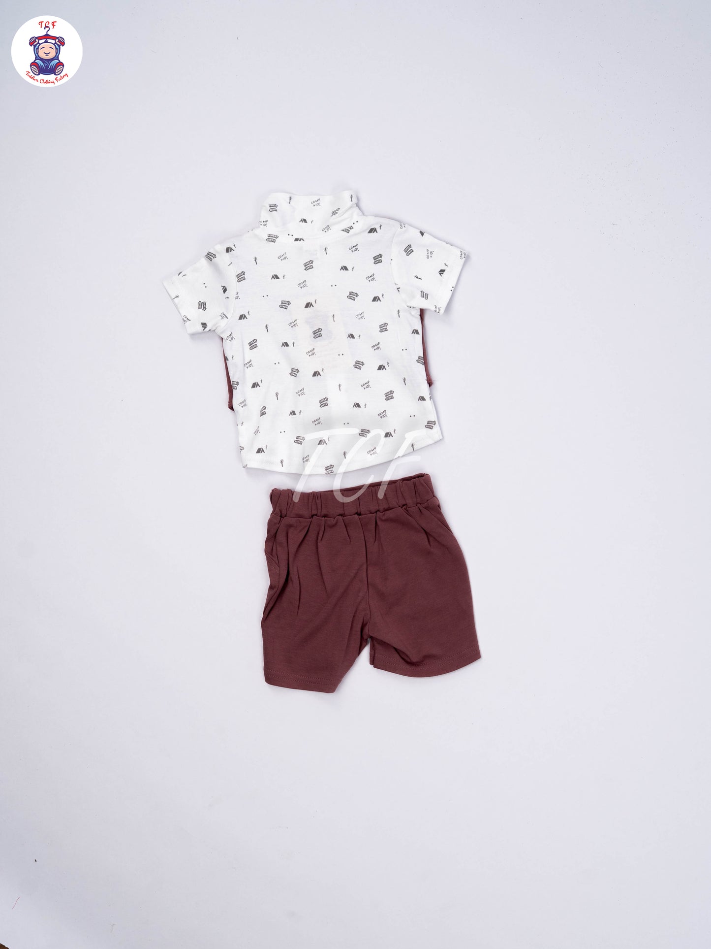 White & Pink - Collar T-Shirts & Shorts