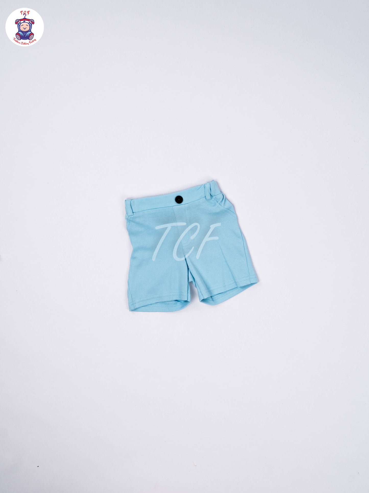 White & Sky Blue - Collar T-Shirts & Shorts