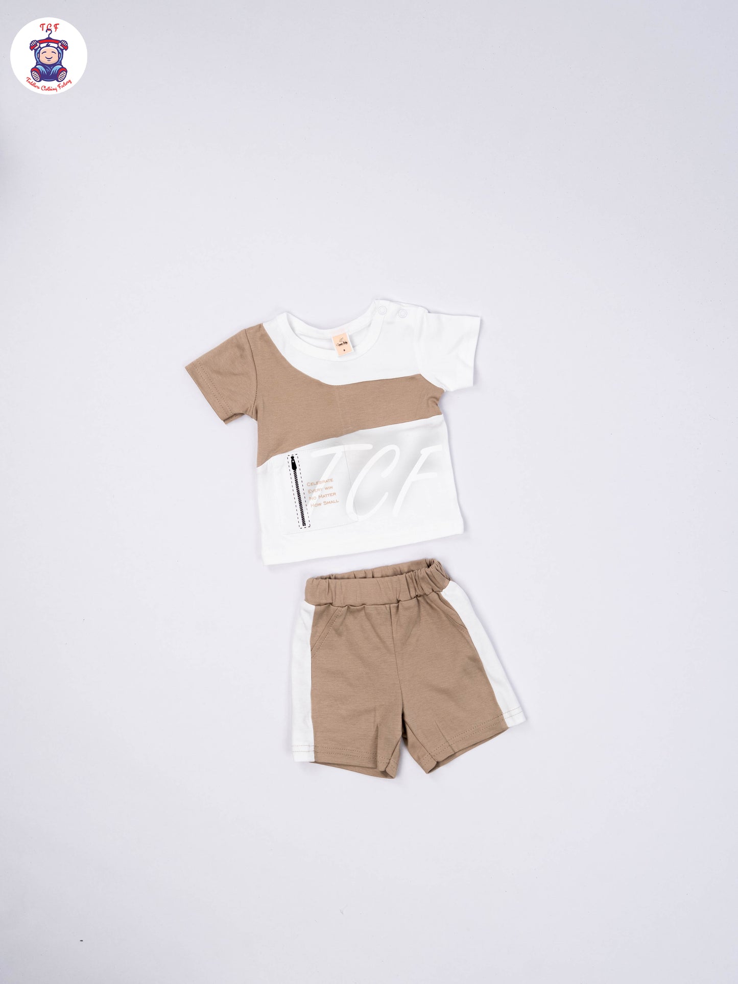 White & Lite Brown - T-Shirts & Shorts