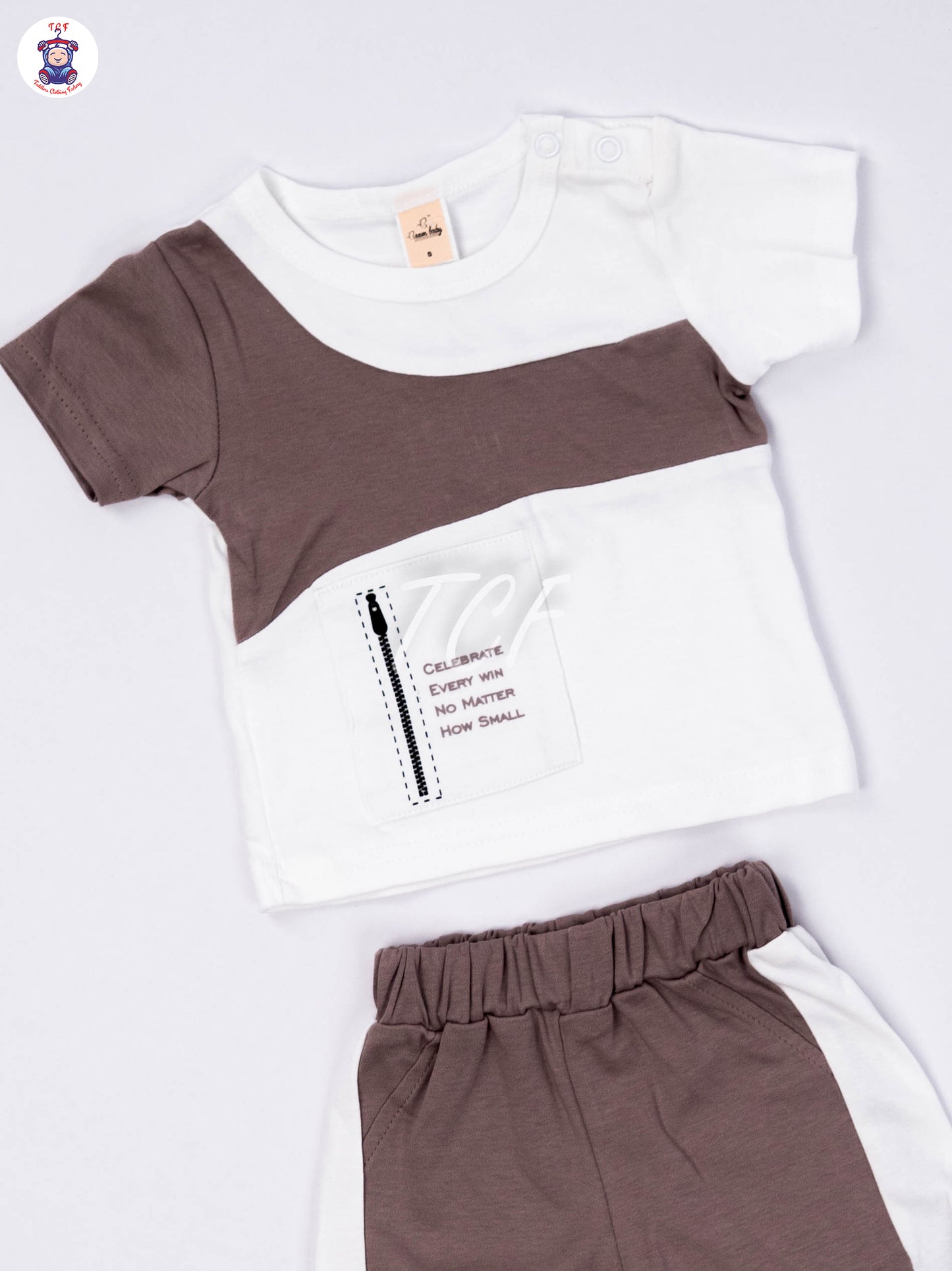 White & Lite Choco Brown - T-Shirts & Shorts