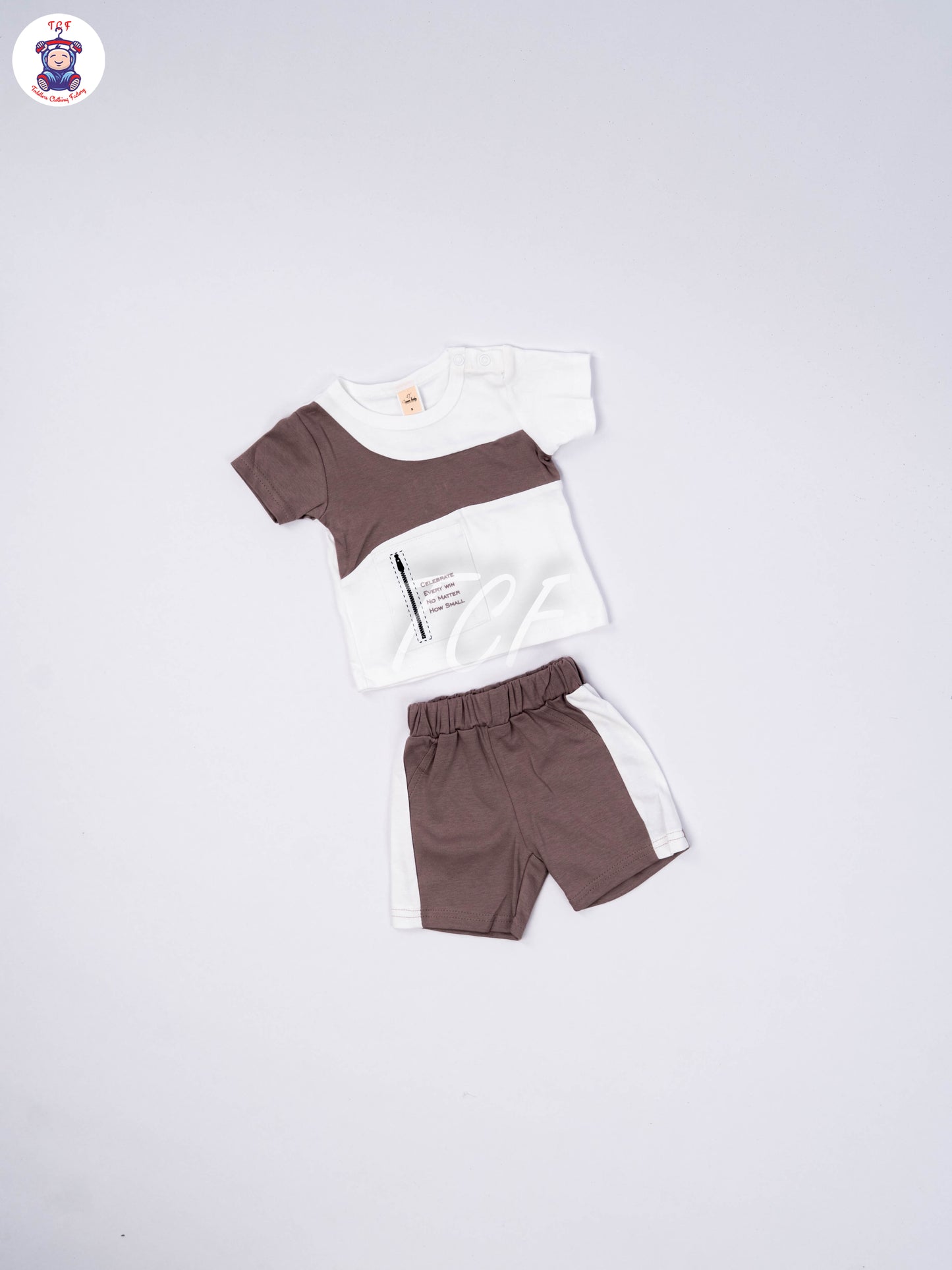 White & Lite Choco Brown - T-Shirts & Shorts