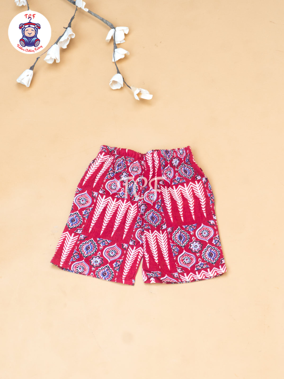 Maroon - Boys Ajrakh Printed Spread Collor Shirts & Shorts