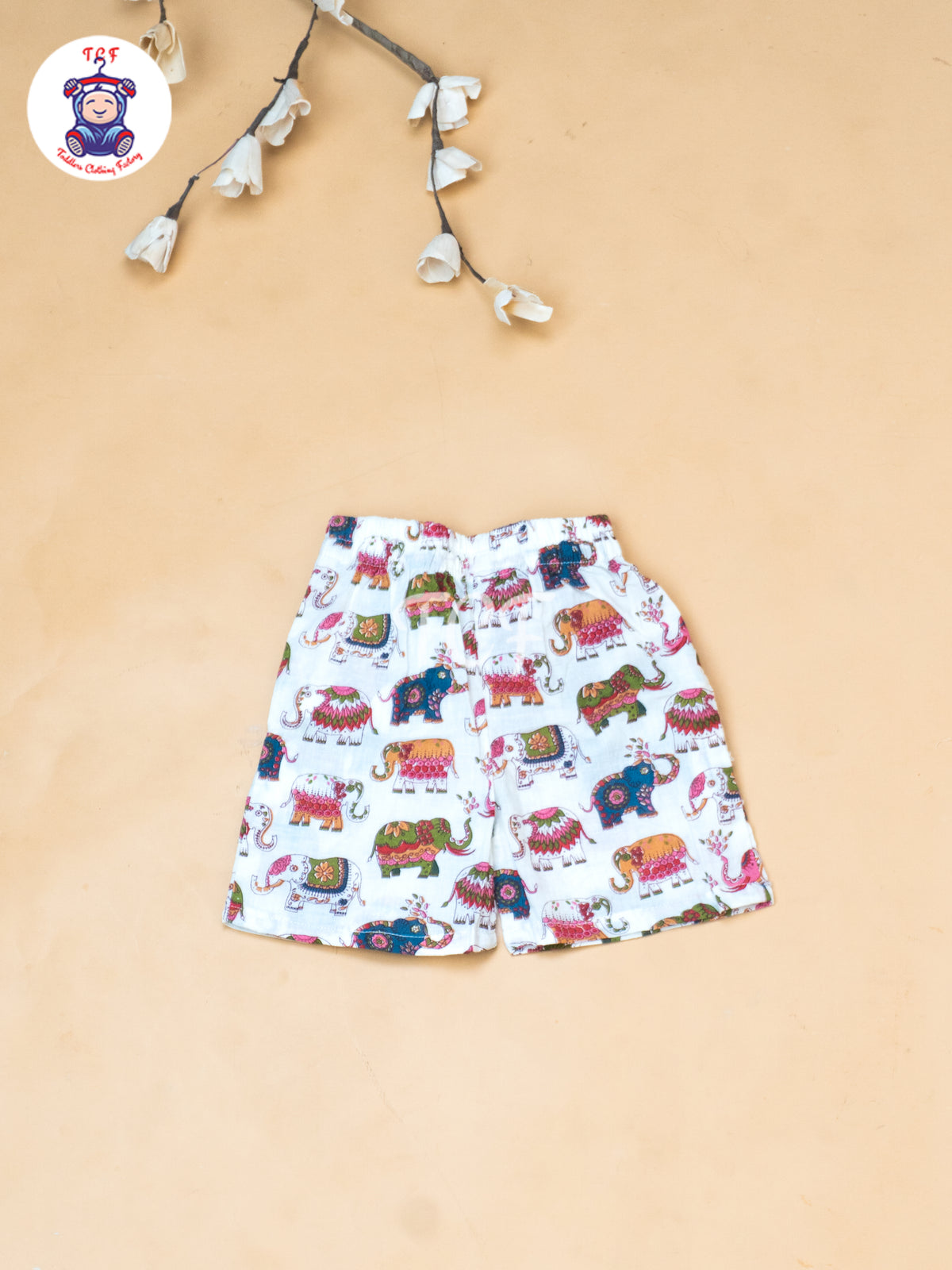 Red - Boys Elephant Printed Spread Collor Shirts & Shorts
