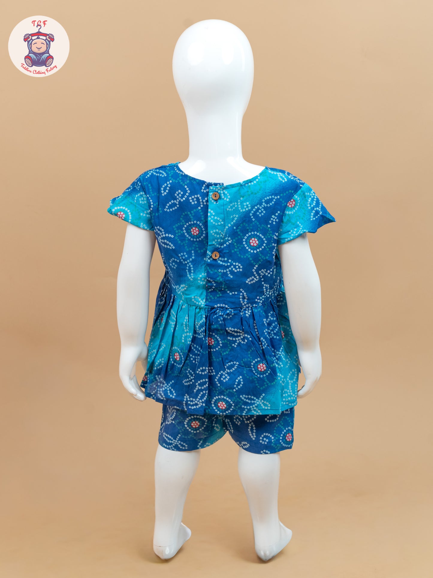 Ink Blue & Sky Blue - Girls Bandhini Printed Co-ords Sets