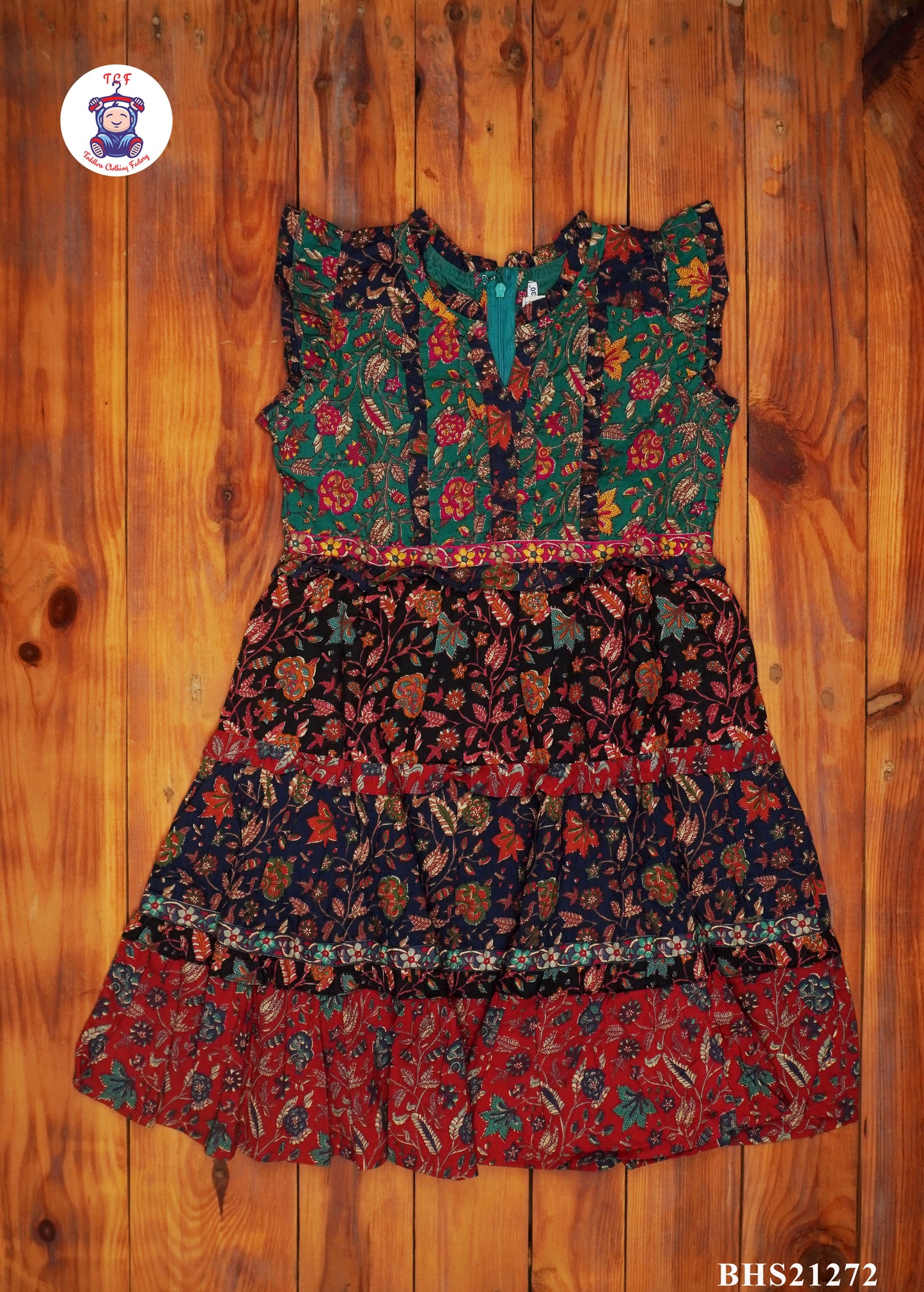 Red - Girls Floral Frock