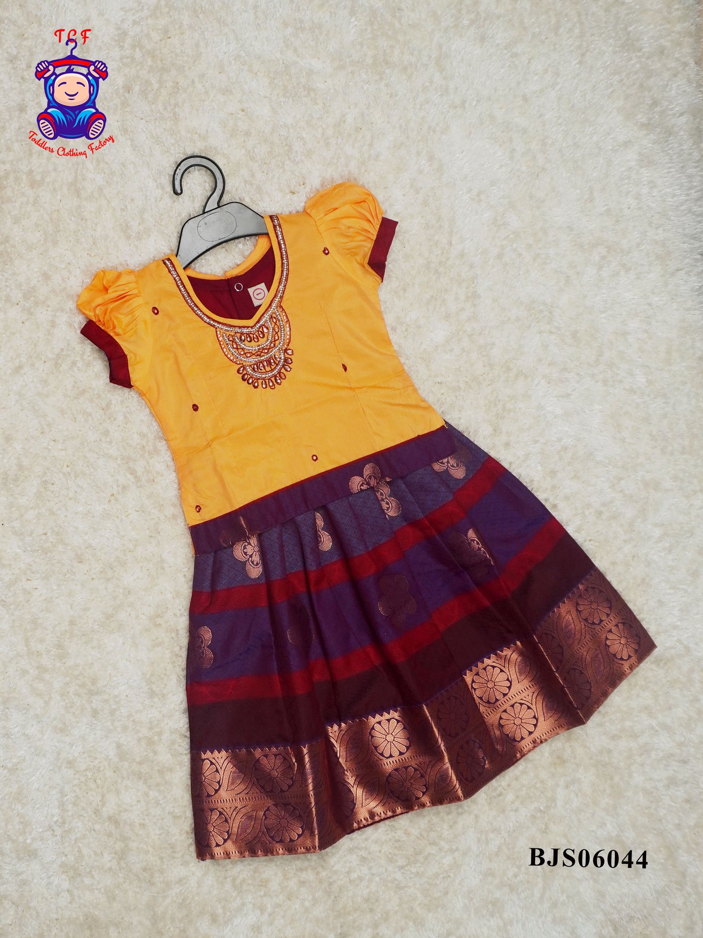 Yellow & Maroon - Pavadai Sattai