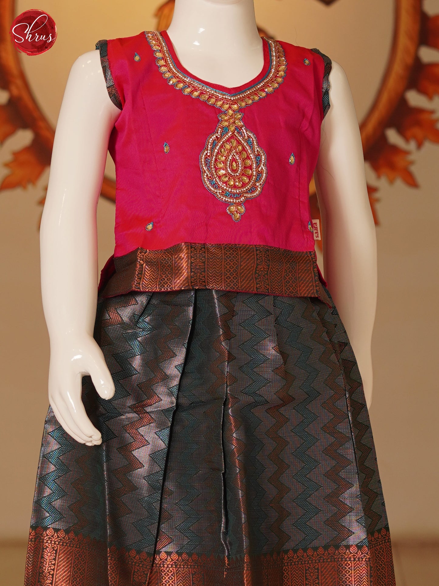 Pink & Blue - Readymade Pattu Pavadai - Shop on ShrusEternity.com
