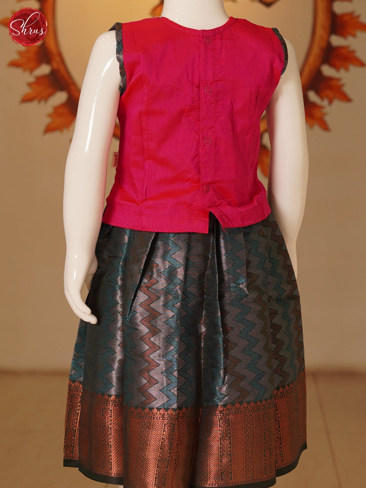 Pink & Blue - Readymade Pattu Pavadai - Shop on ShrusEternity.com
