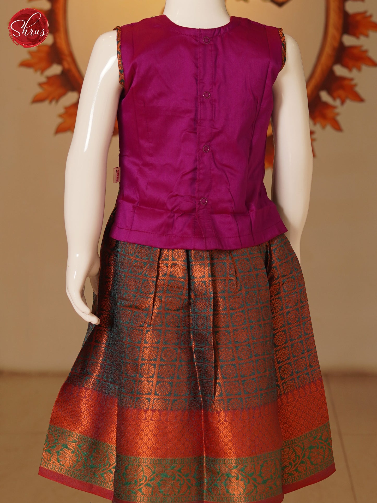 Purple & Green - Readymade Pattu Pavadai - Shop on ShrusEternity.com