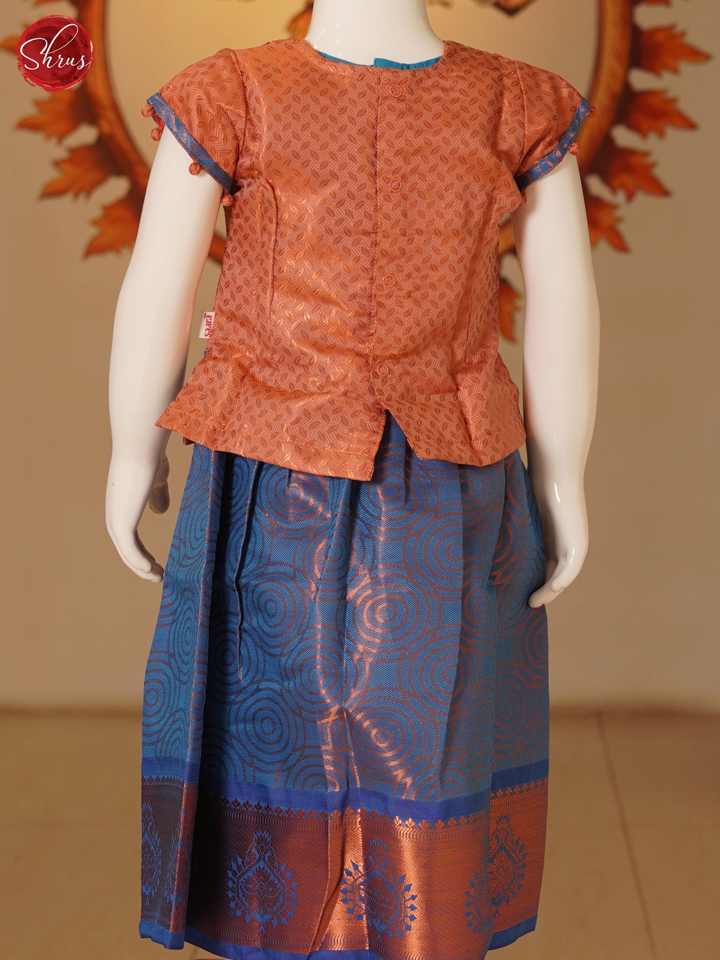 Copper & Blue- Readymade Pattu Pavadai - Shop on ShrusEternity.com