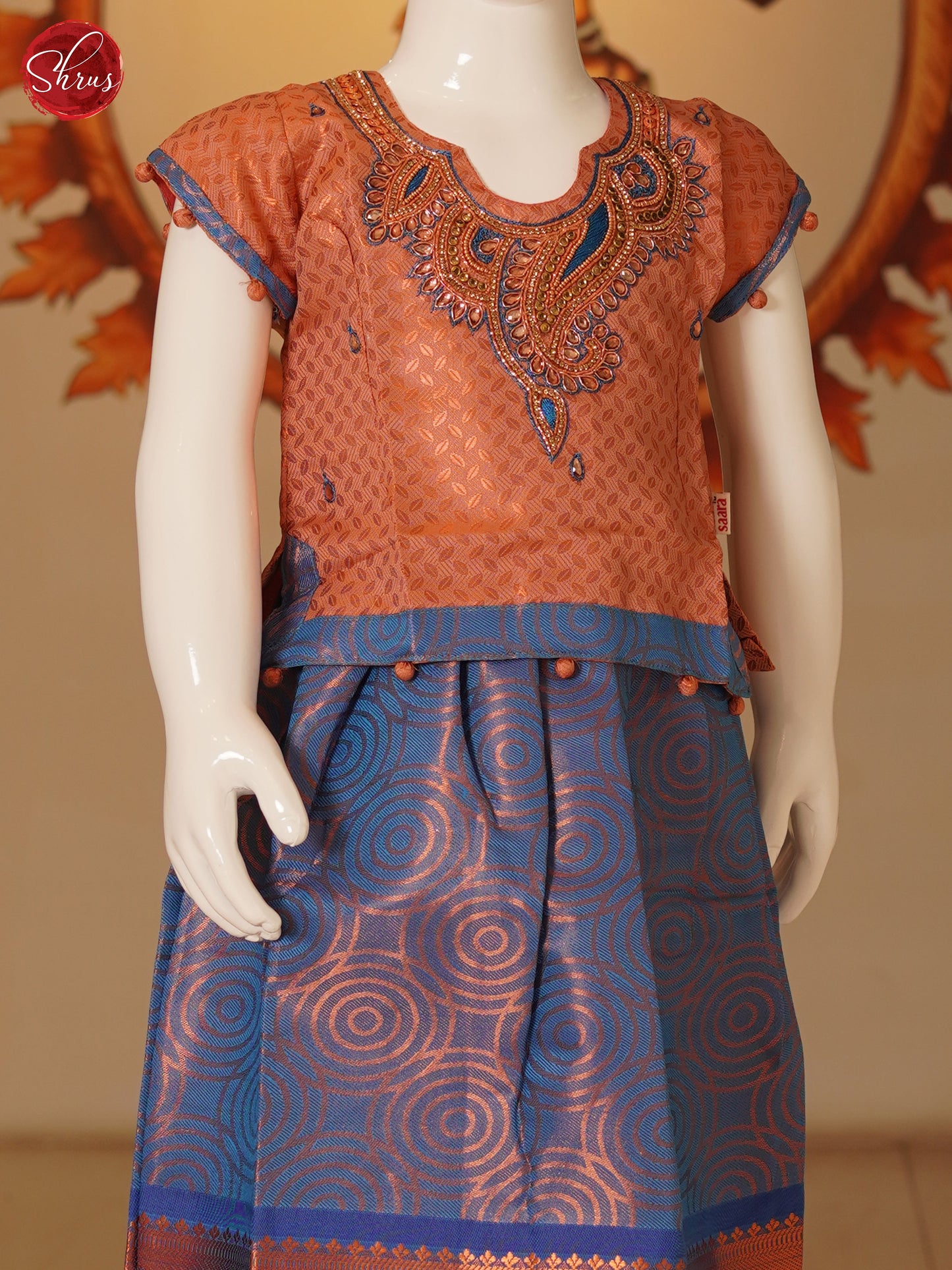 Copper & Blue- Readymade Pattu Pavadai - Shop on ShrusEternity.com