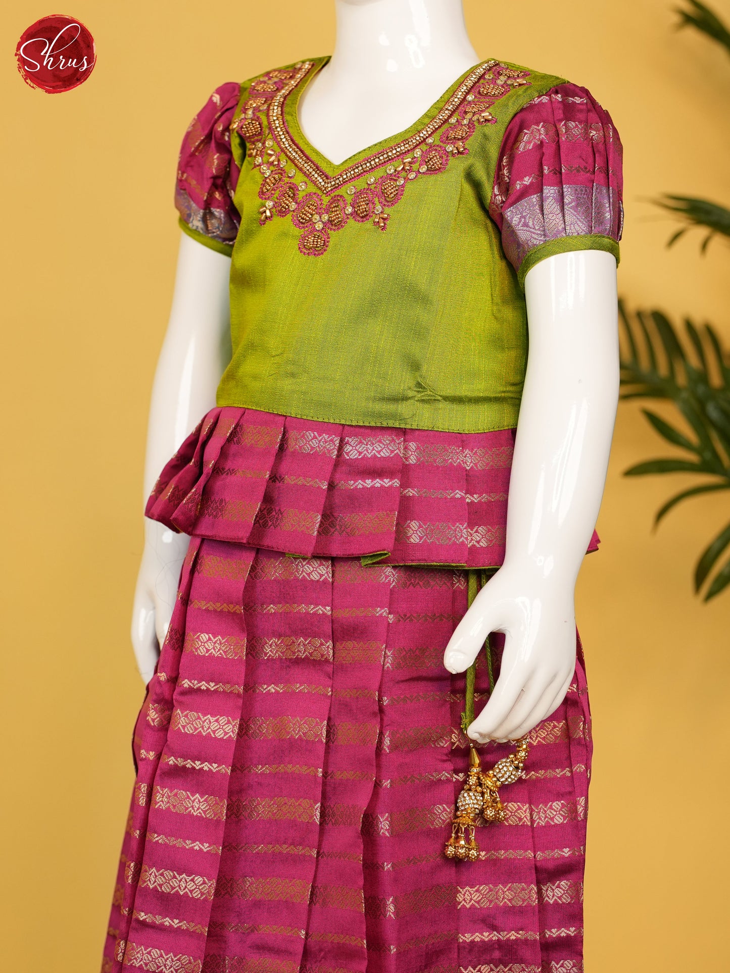 Green & Purple- Readymade Kids Pavadai Set - Shop on ShrusEternity.com