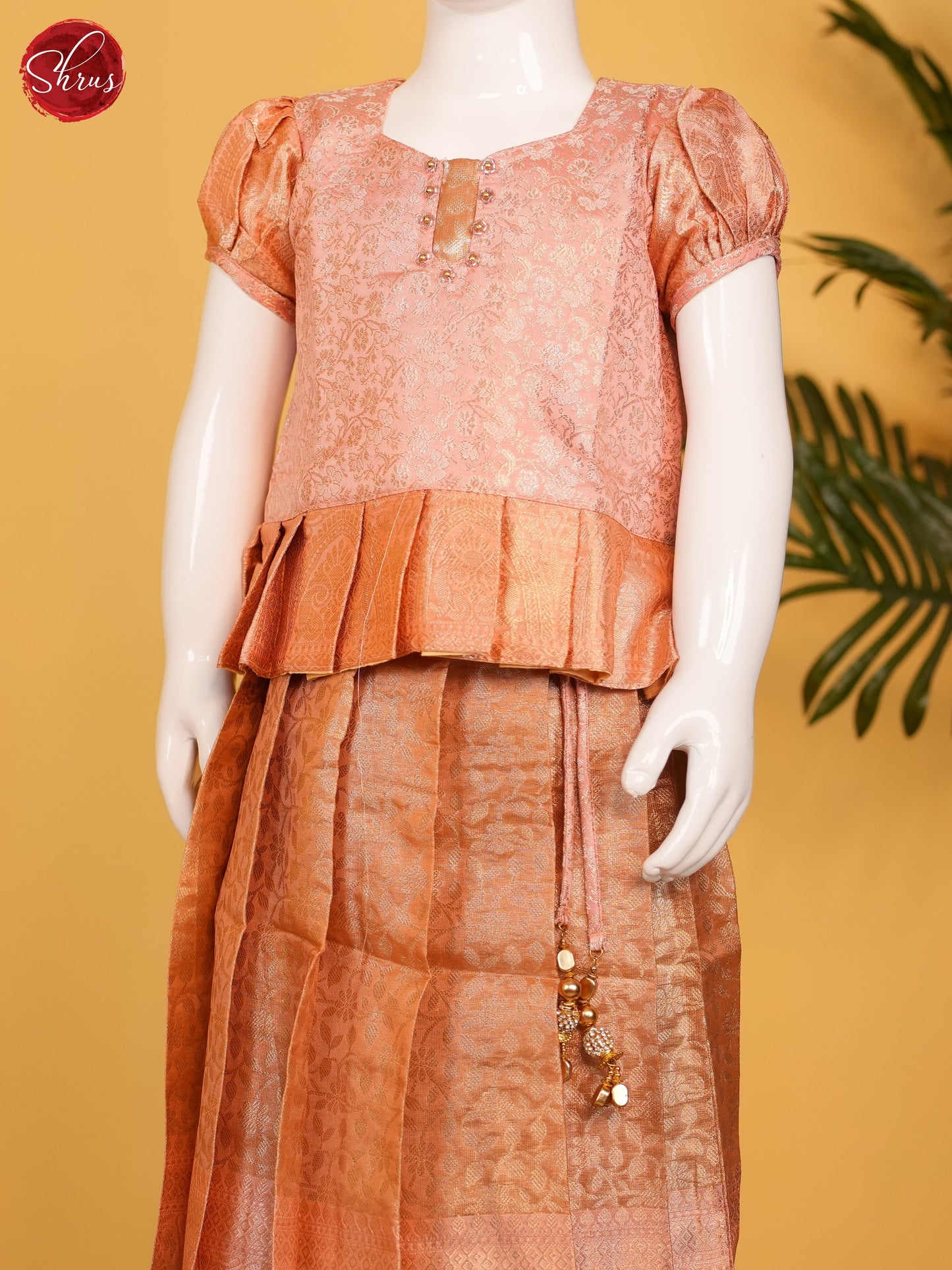Peach - Readymade Kids Pavadai Set - Shop on ShrusEternity.com