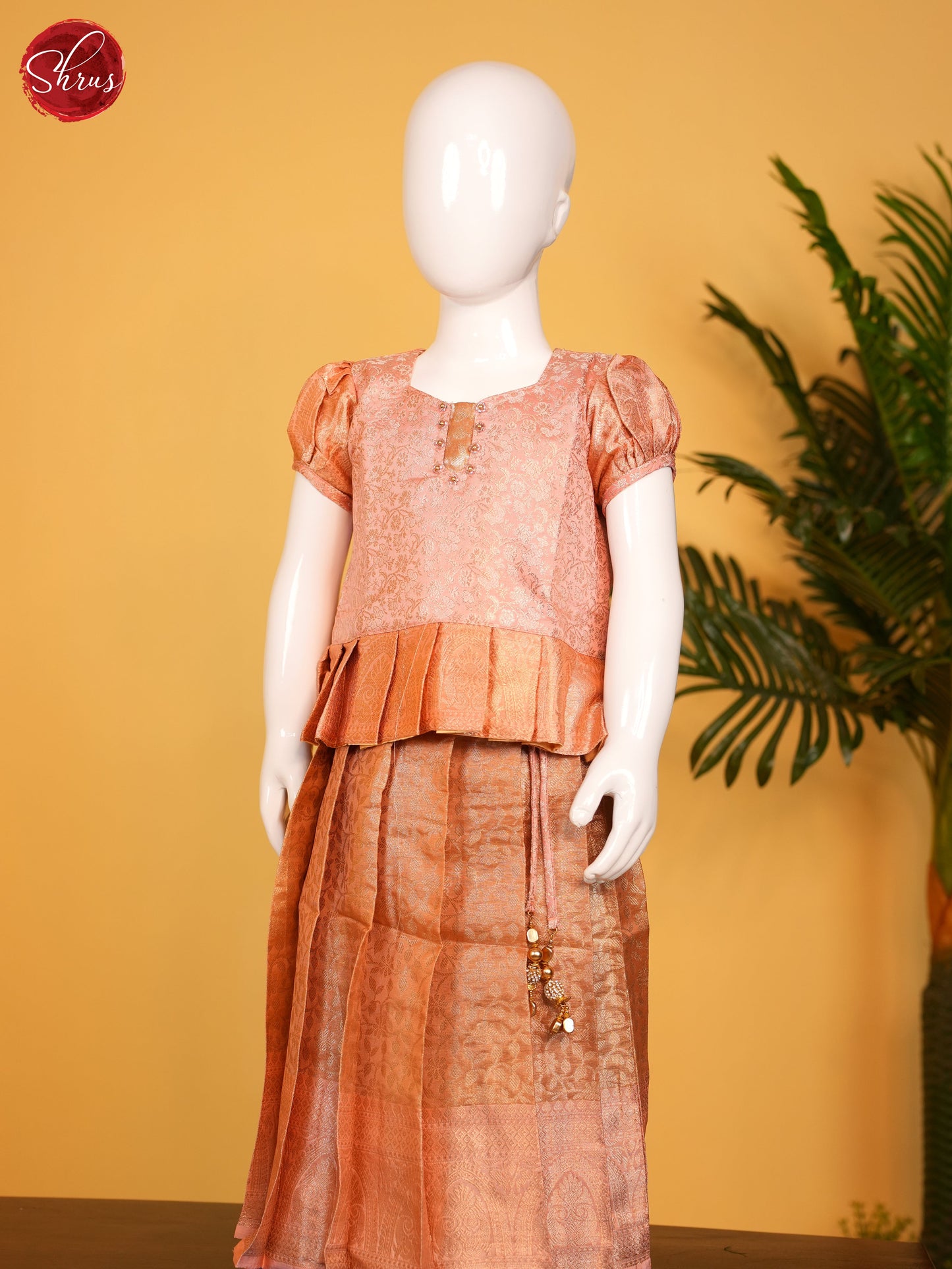 Peach - Readymade Kids Pavadai Set - Shop on ShrusEternity.com