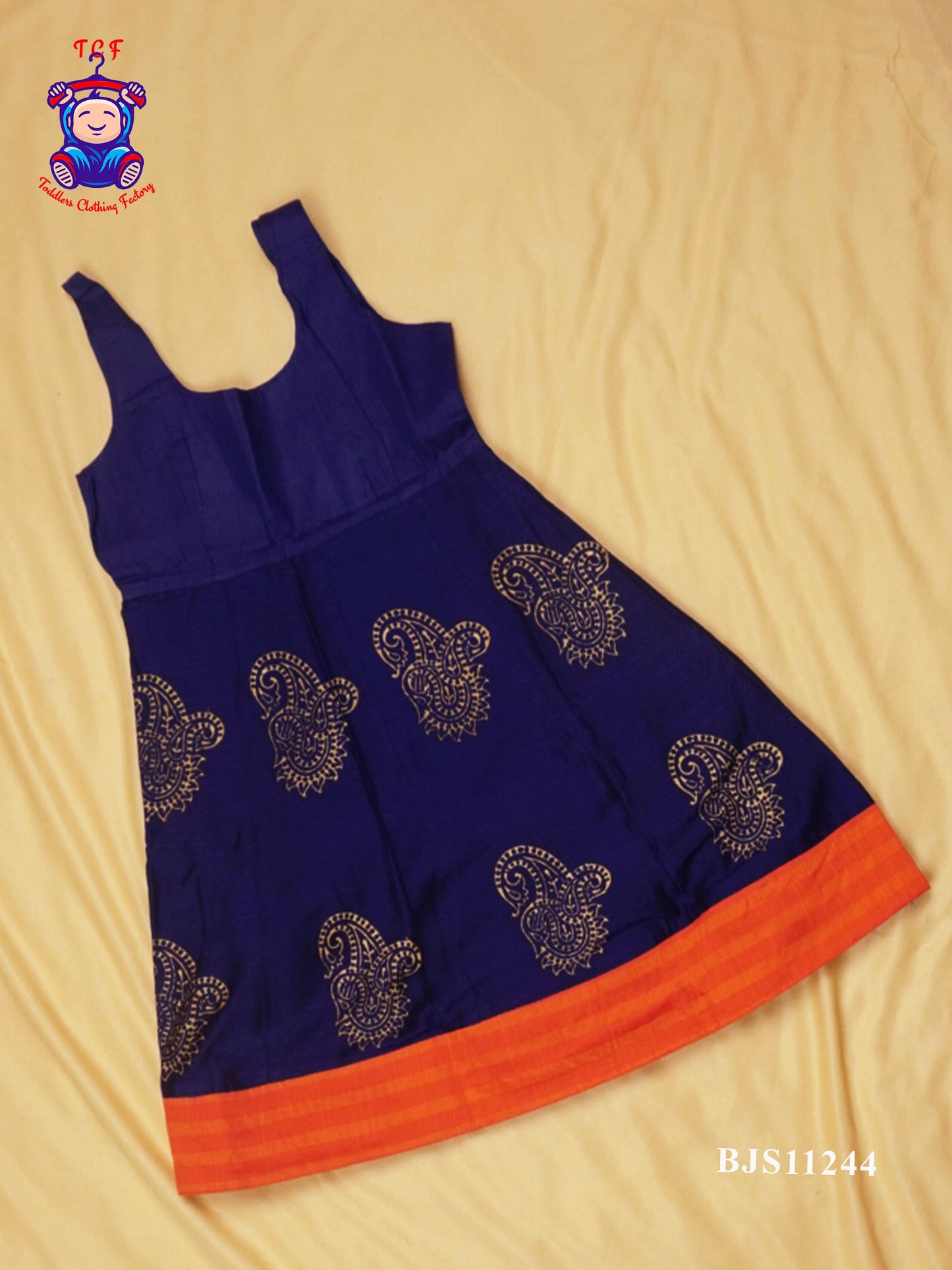 Orange & Blue - Cotton Pavadai Sattai