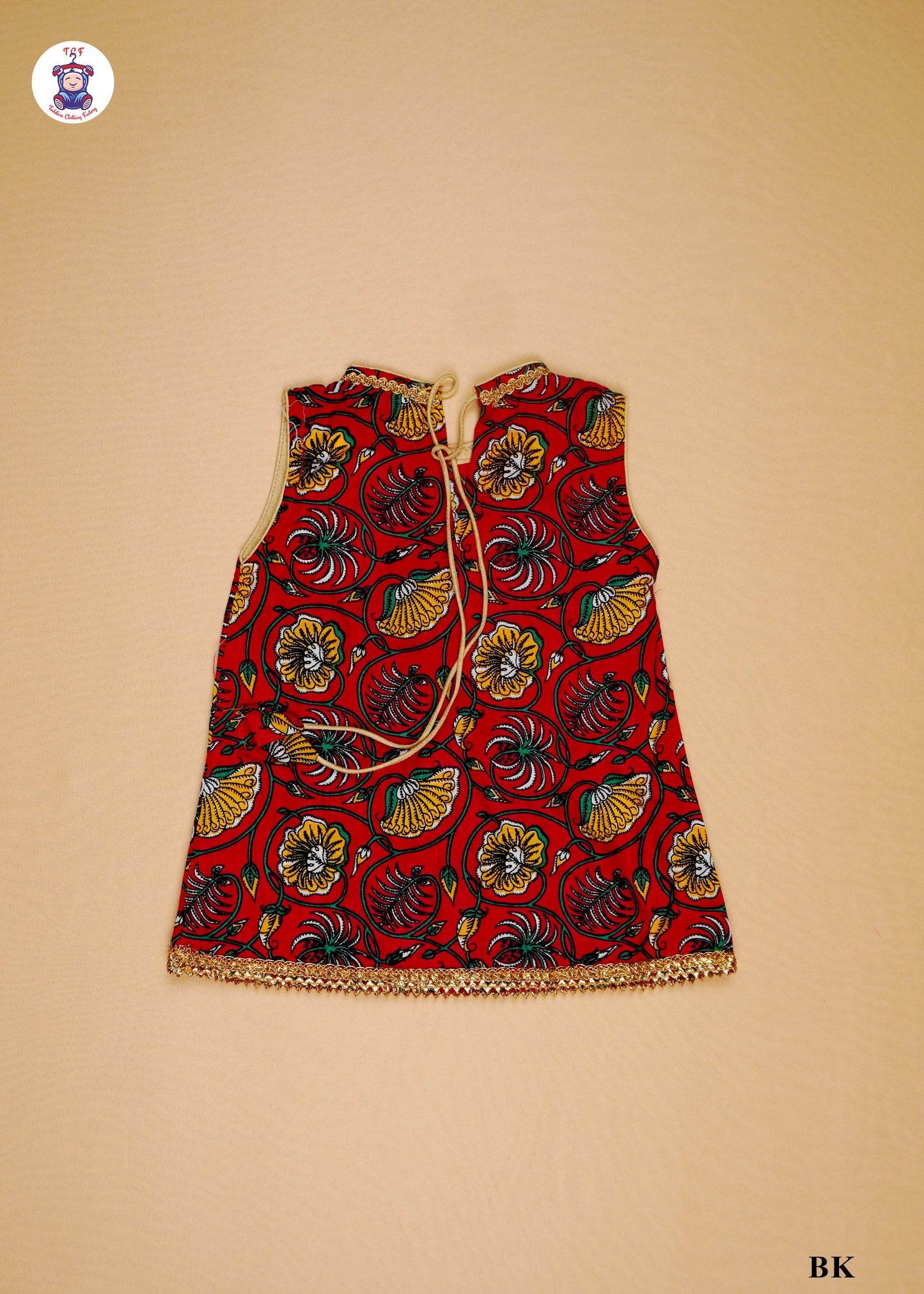Imperial Red & Neon Orange - Sleeveless Kurti Dhoti Set