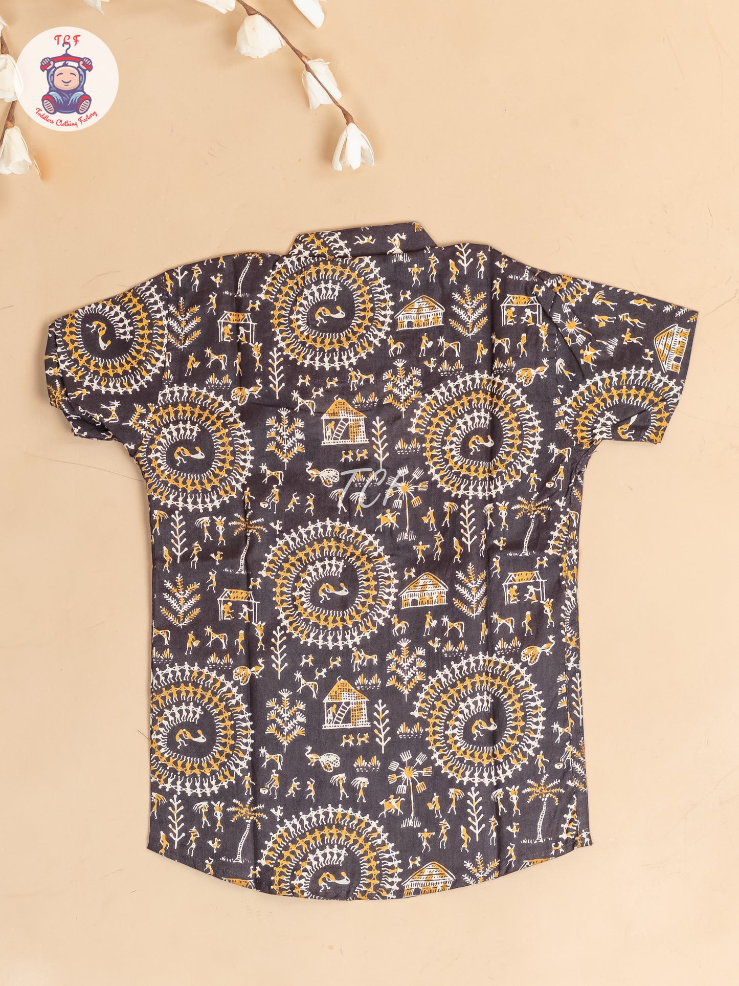 Brown - Boys Dolls Printed Short Kurta