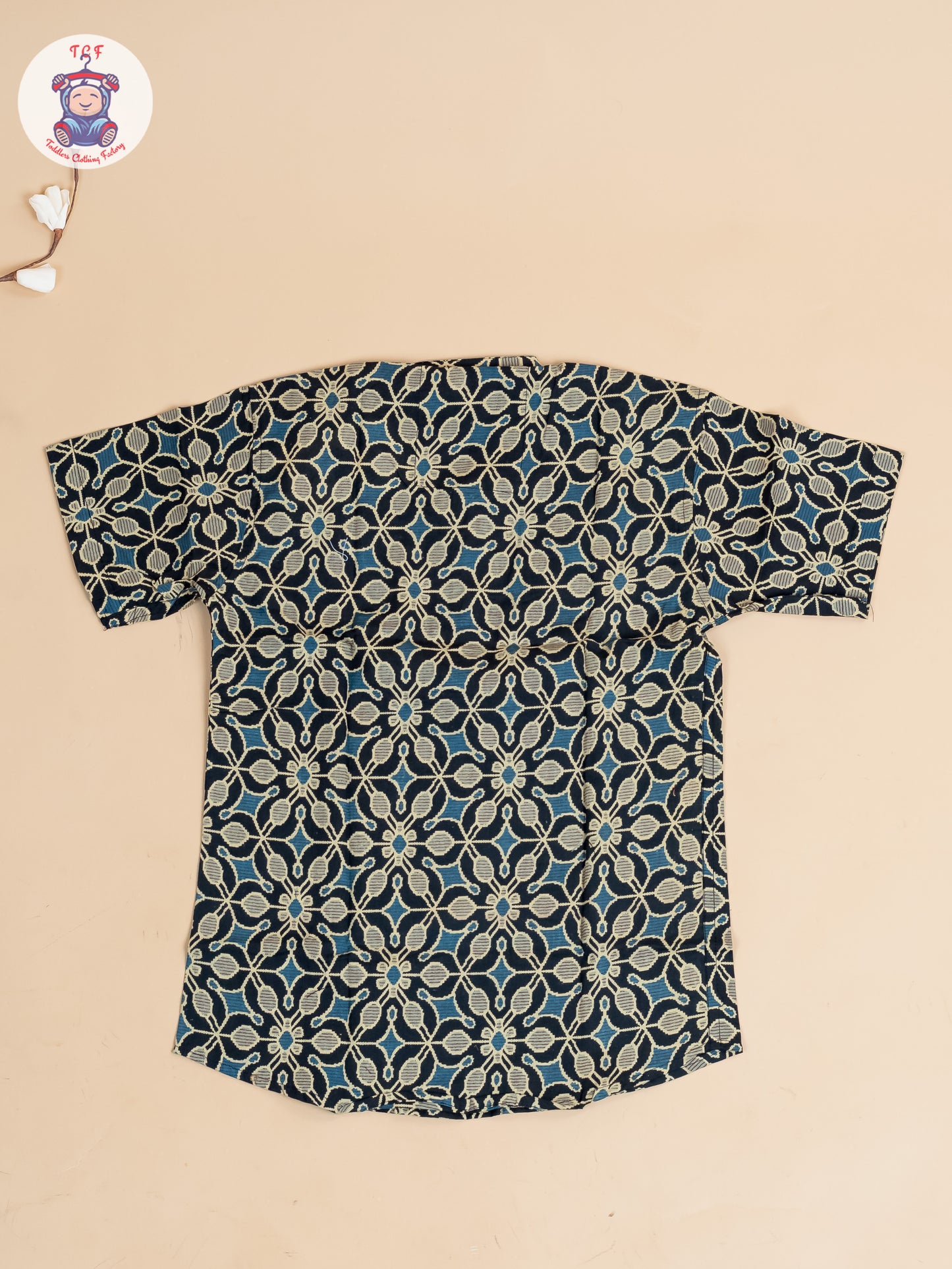 Black & Blue - Boys Floral Printed Short Kurta