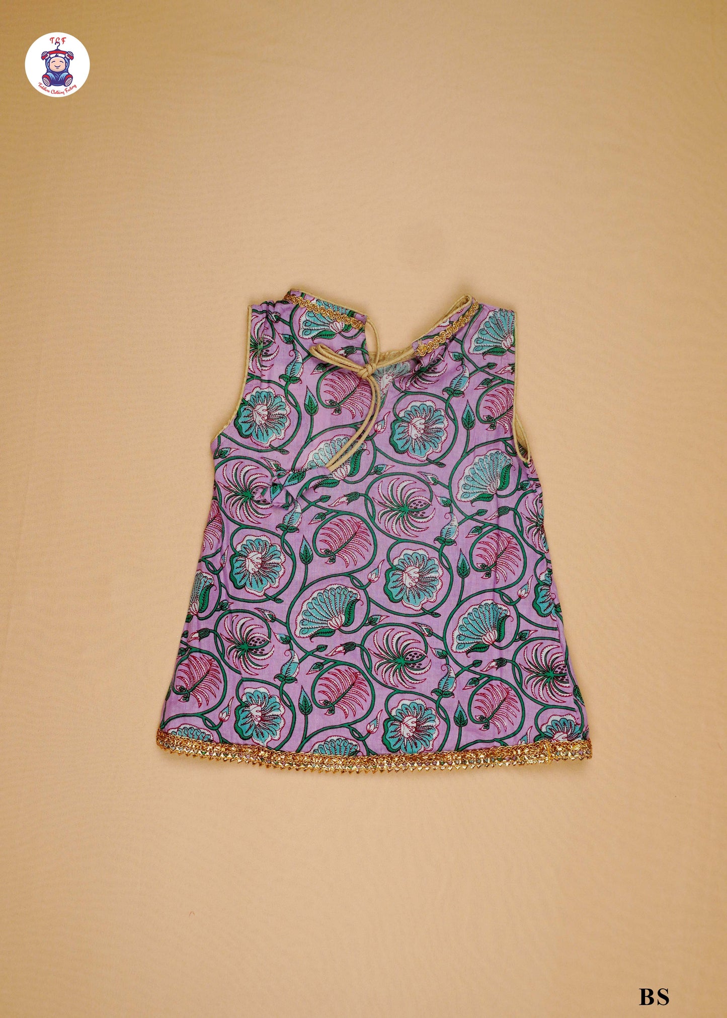 Lavender & Columbia Blue - Sleeveless Kurti Dhoti Set