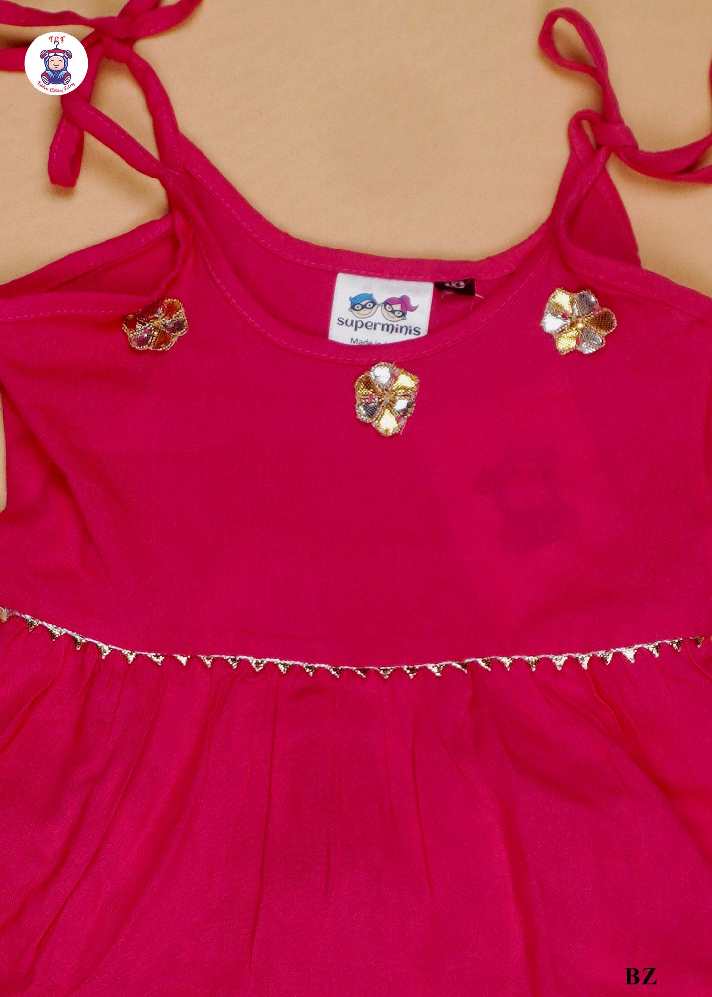 Dark Pink - Sleeveless Lace Top Kurti Dhoti Set