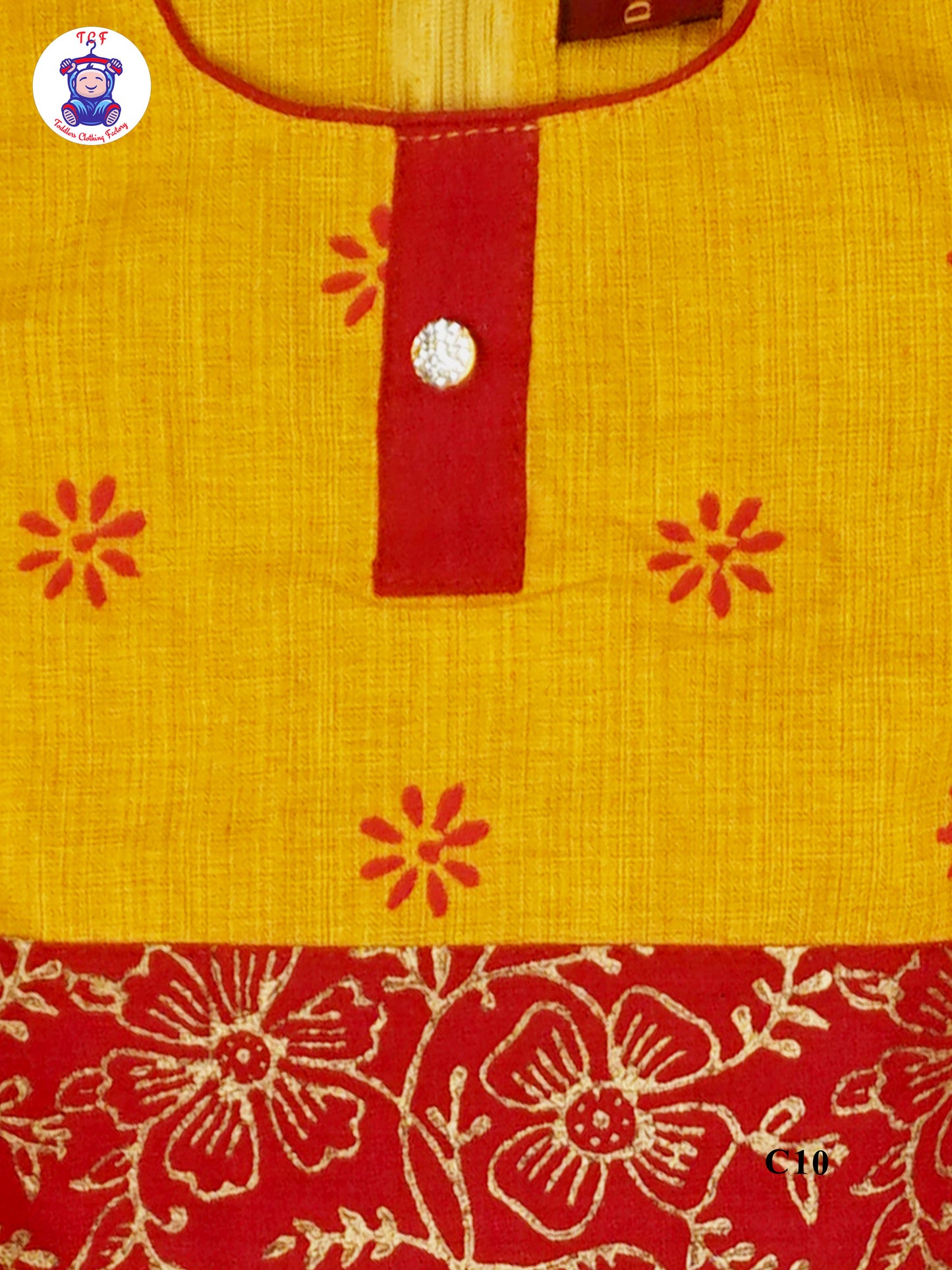 Mustard & Red - Cotton Pavadai Sattai