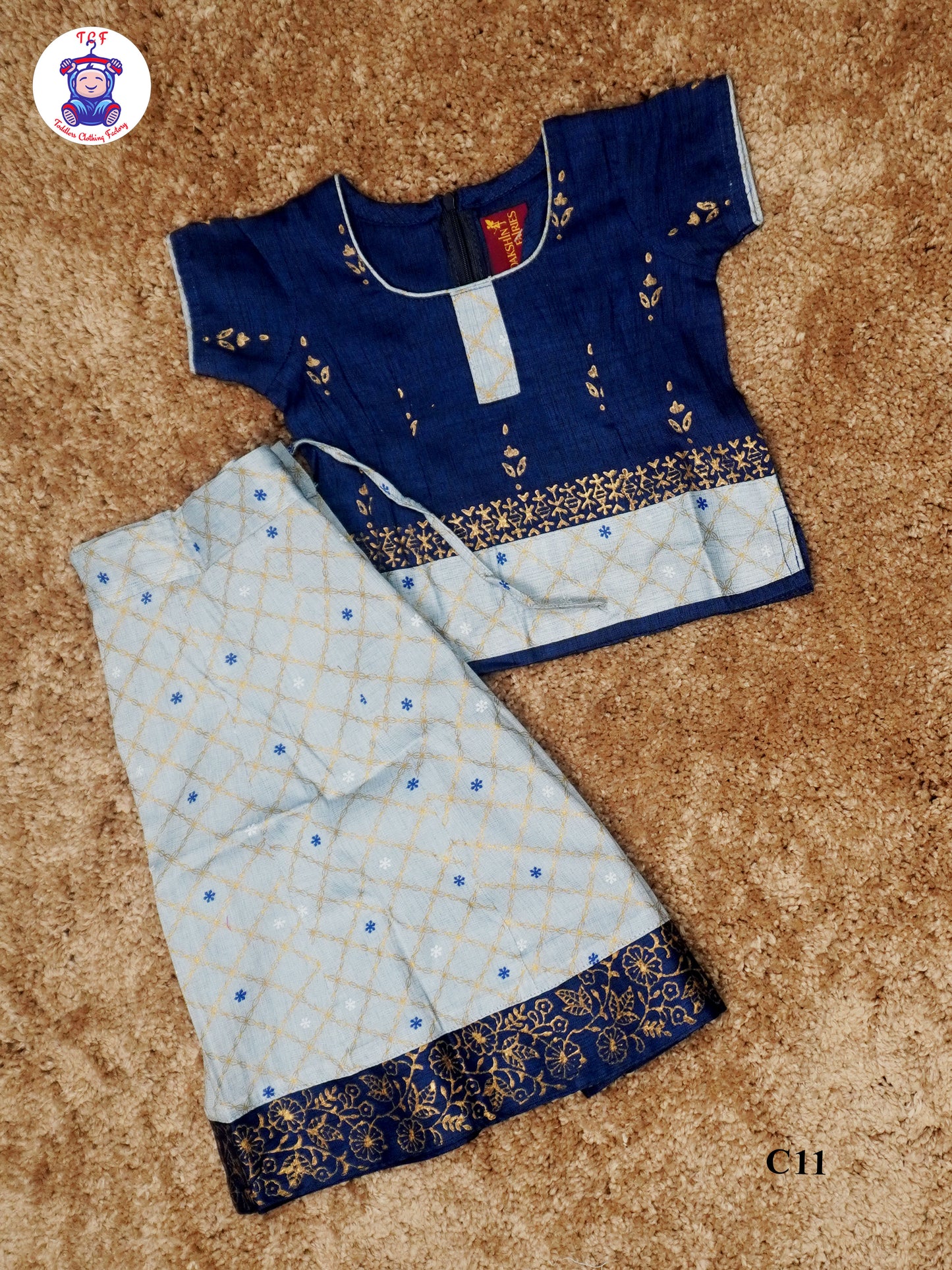 Blue - Cotton Pavadai Sattai