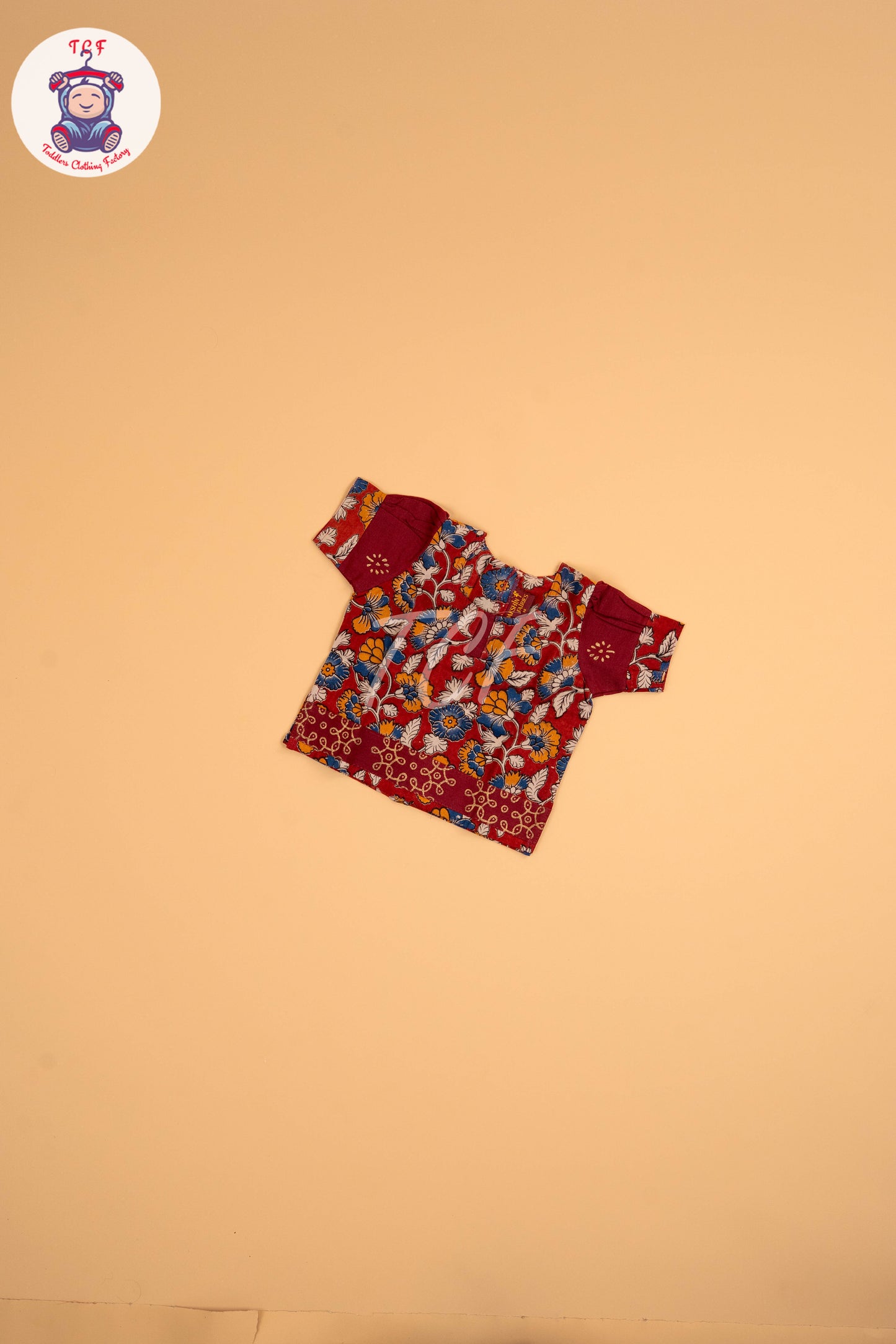 Maroon - Floral Printed Kalamkari Pavadai Sattai