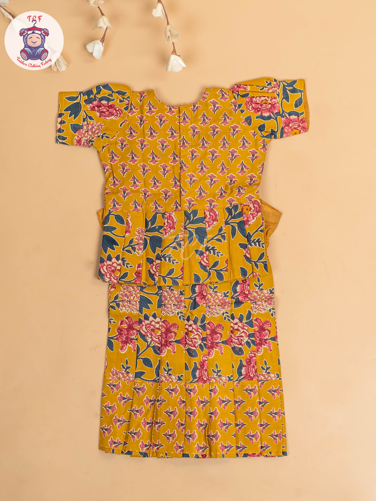 Mustard - Girls Readymade Cotton Pavadai Sattai