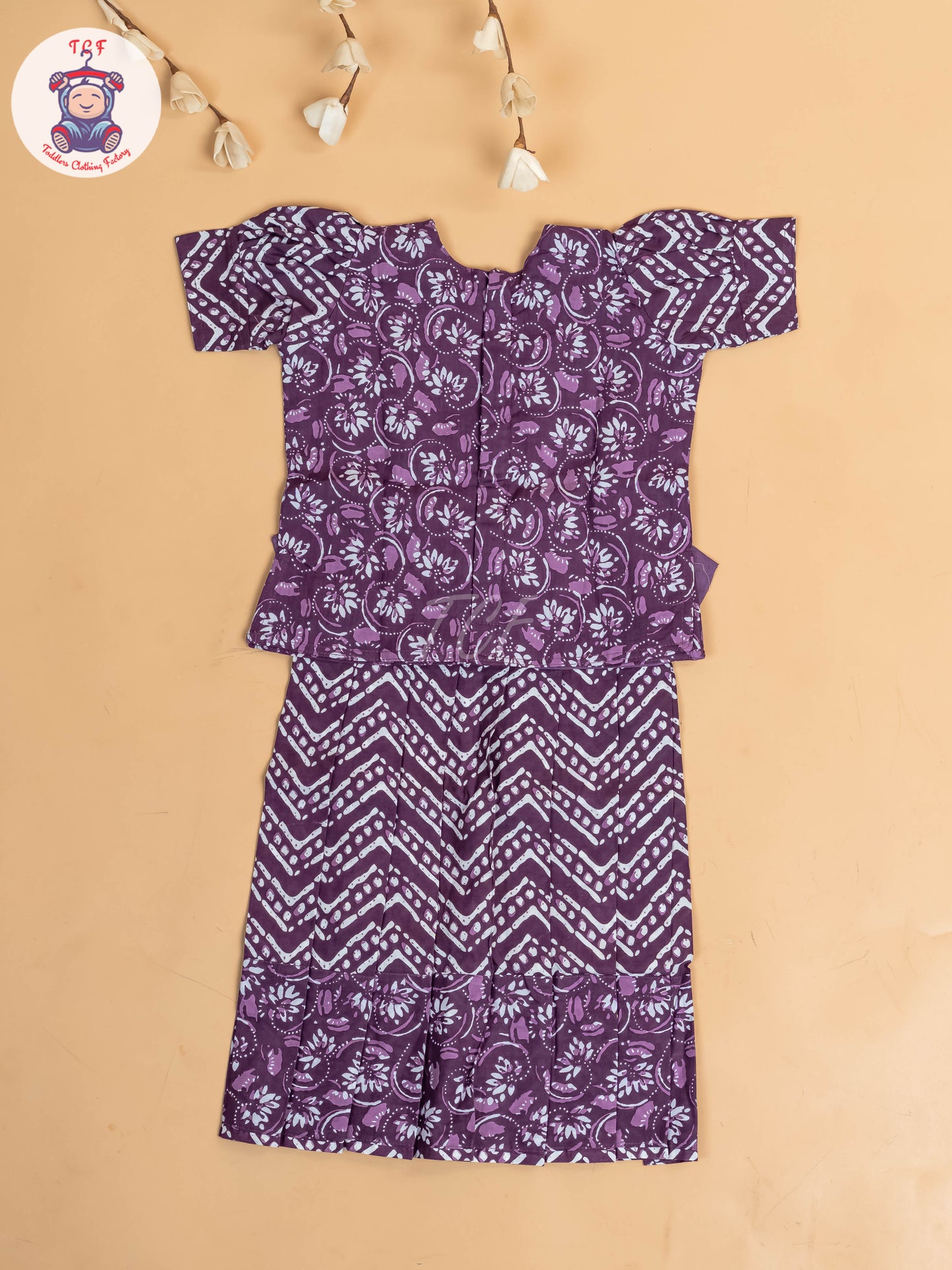 Purple - Girls Readymade Cotton Pavadai Sattai