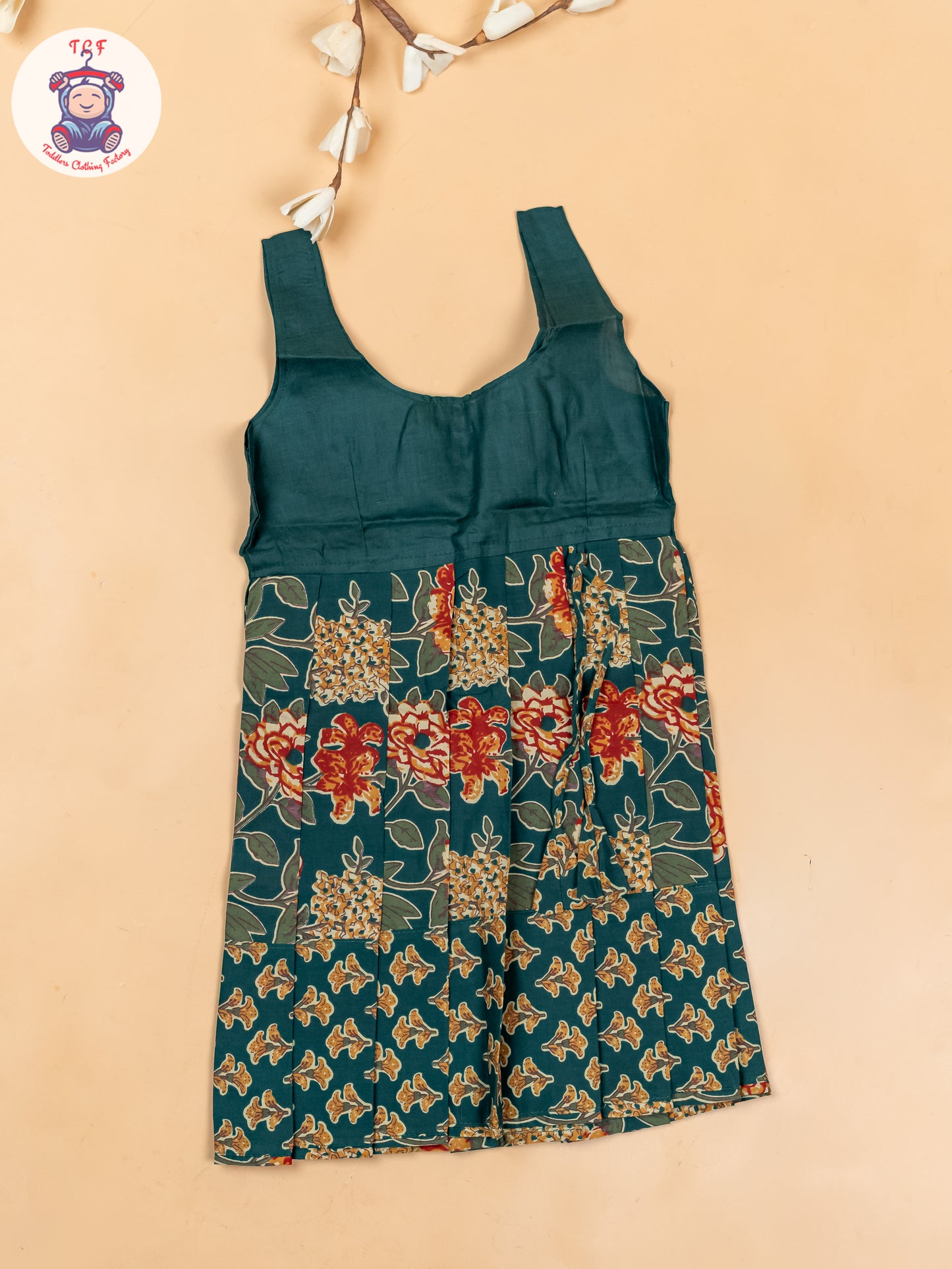 Bottle Green - Girls Readymade Cotton Pavadai Sattai