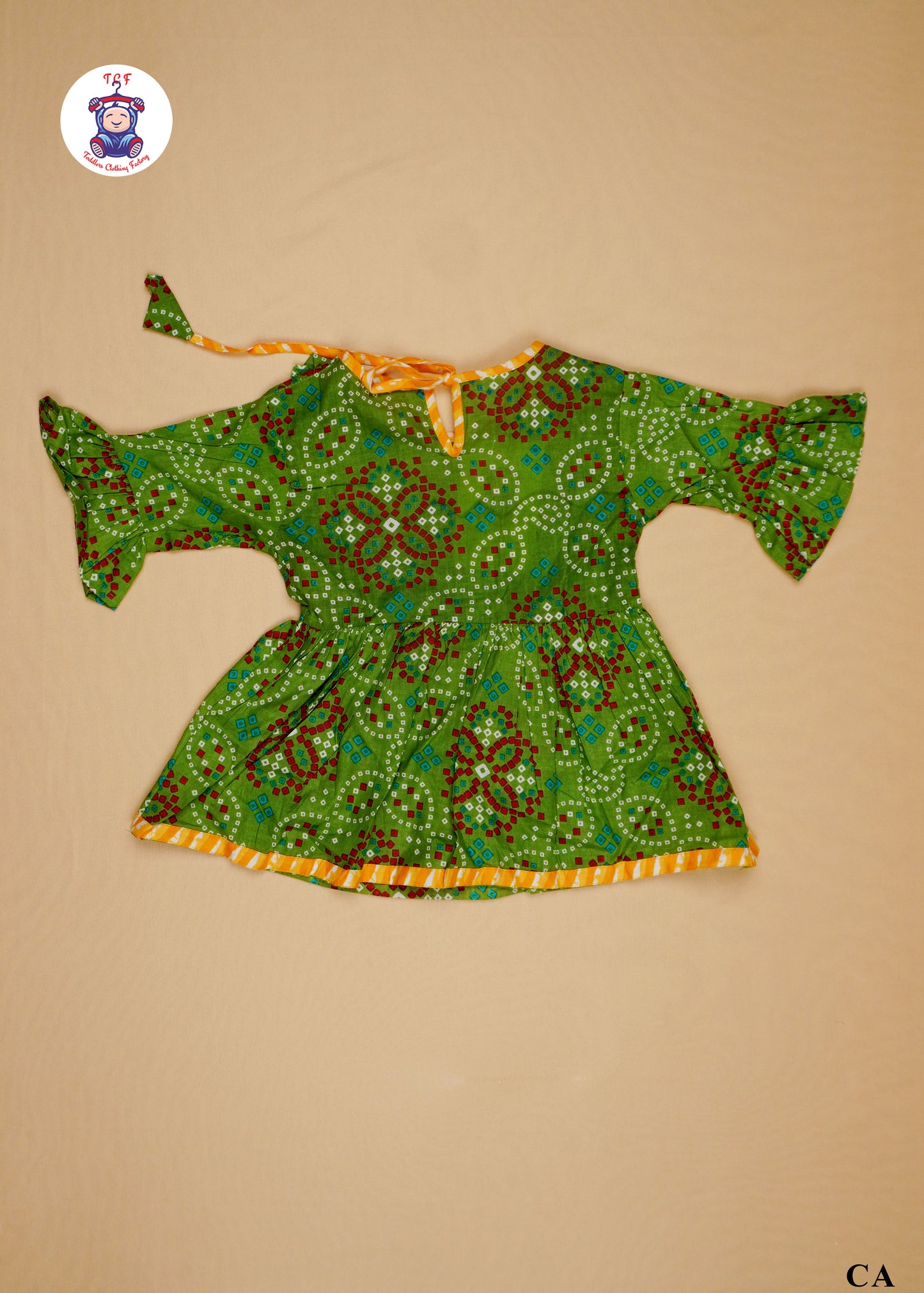 Emerald Green & Yellow - Printed Kurti Dhoti Set