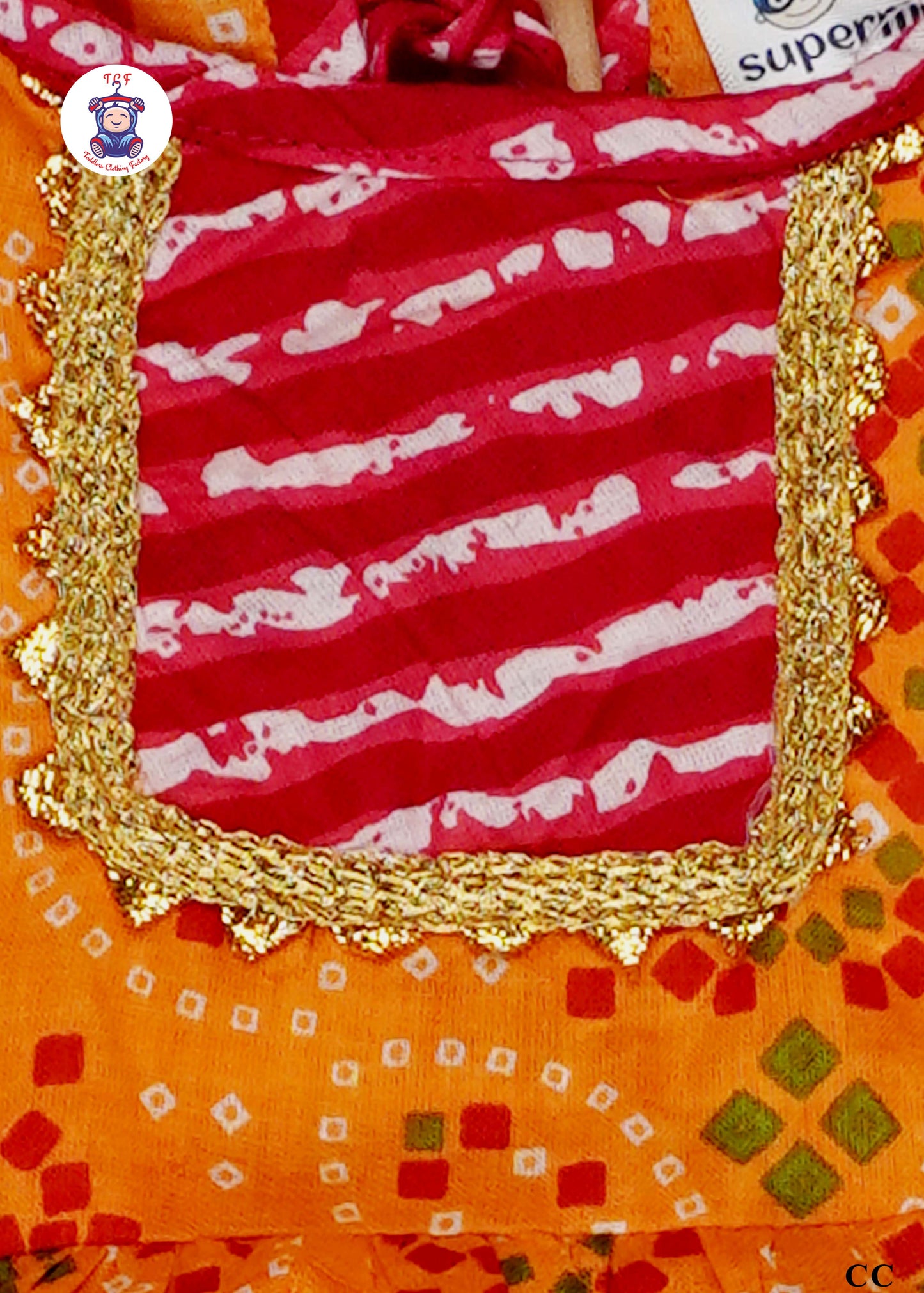 Orange & Carmine Red - Printed Kurti Dhoti Set