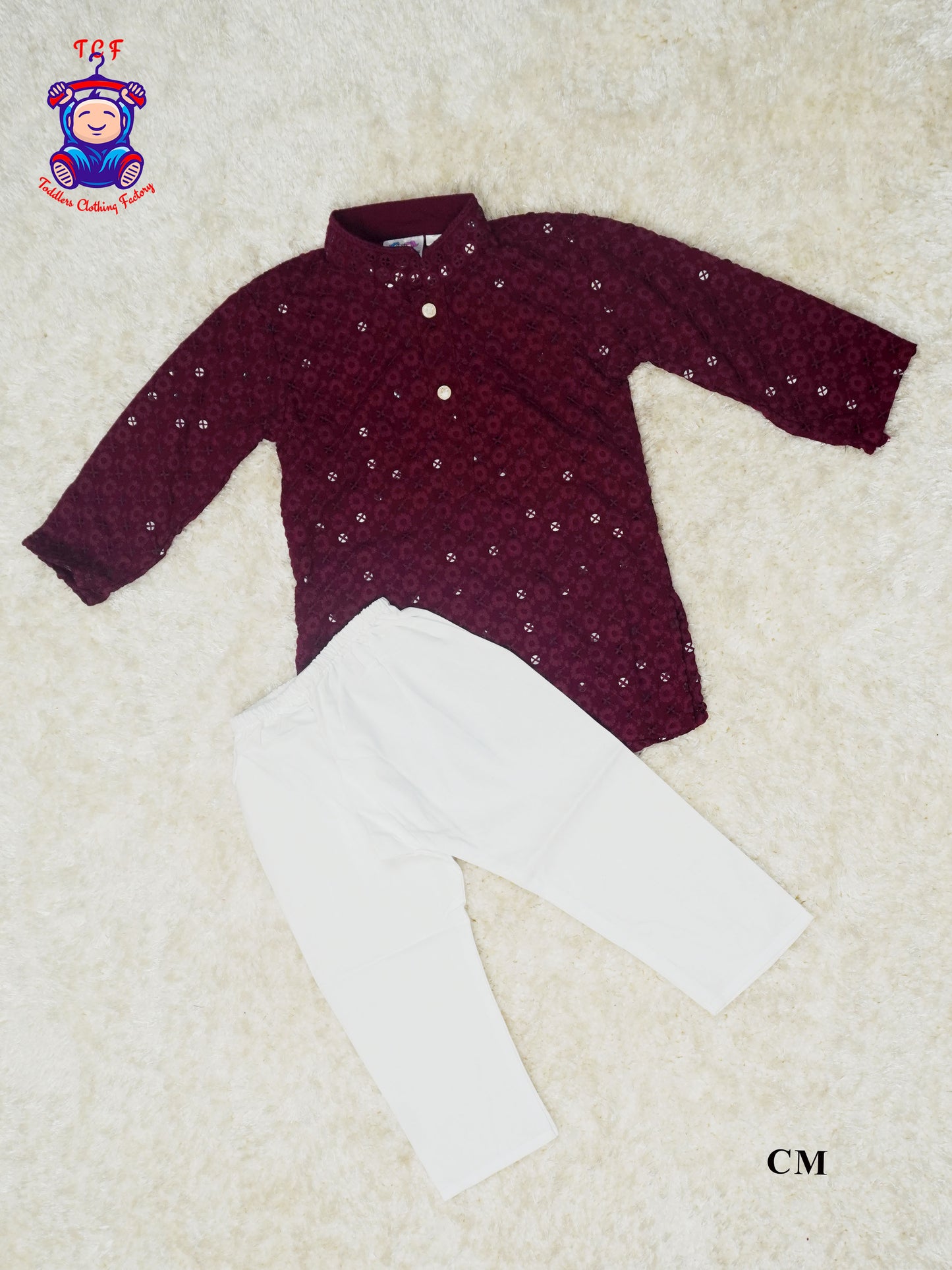Wine - Boys Chikankari Kurta Sets