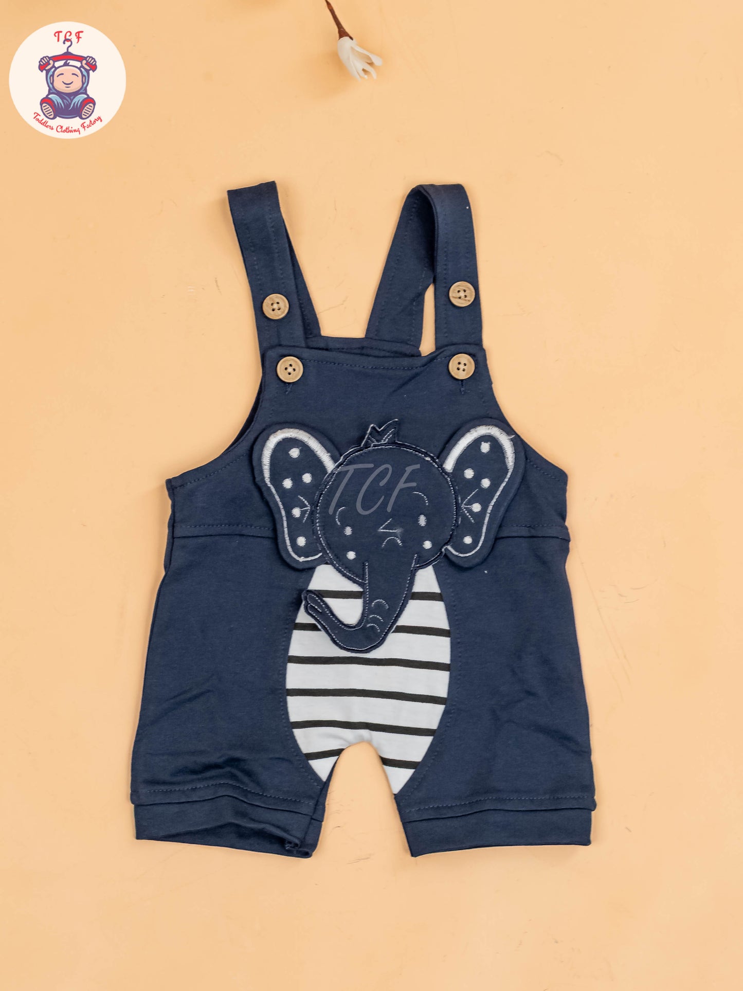 White & Navy Blue - Elephant Jumpsuits