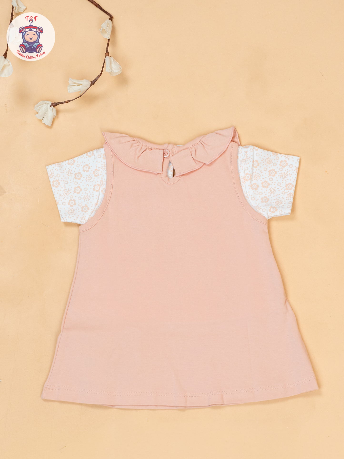 Peach & White - Cotton Frock