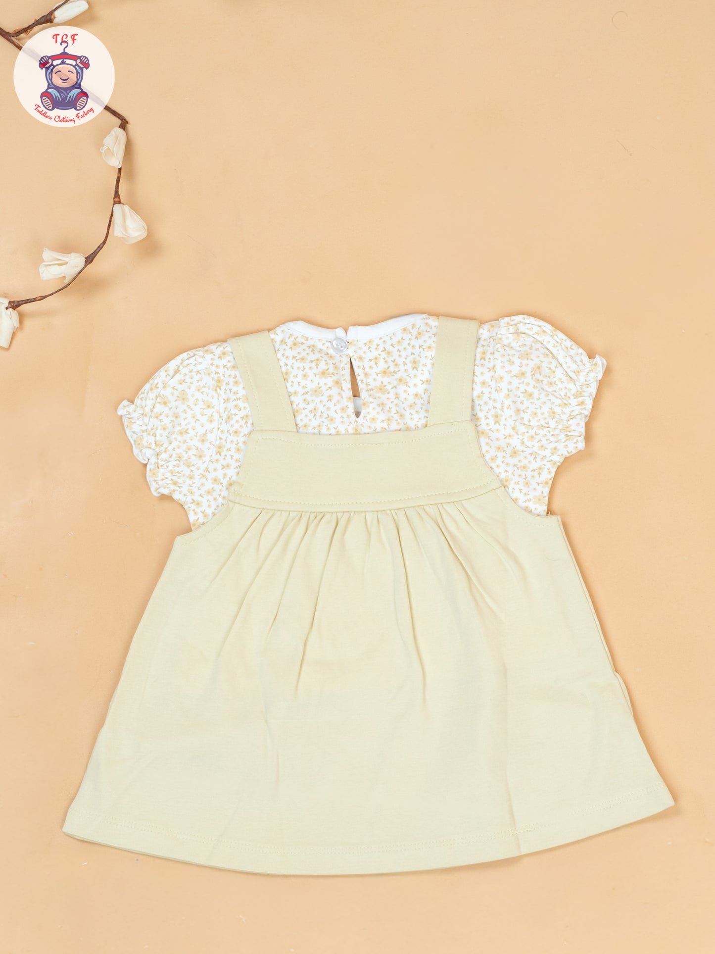 Light Yellow & White - Cotton Frock