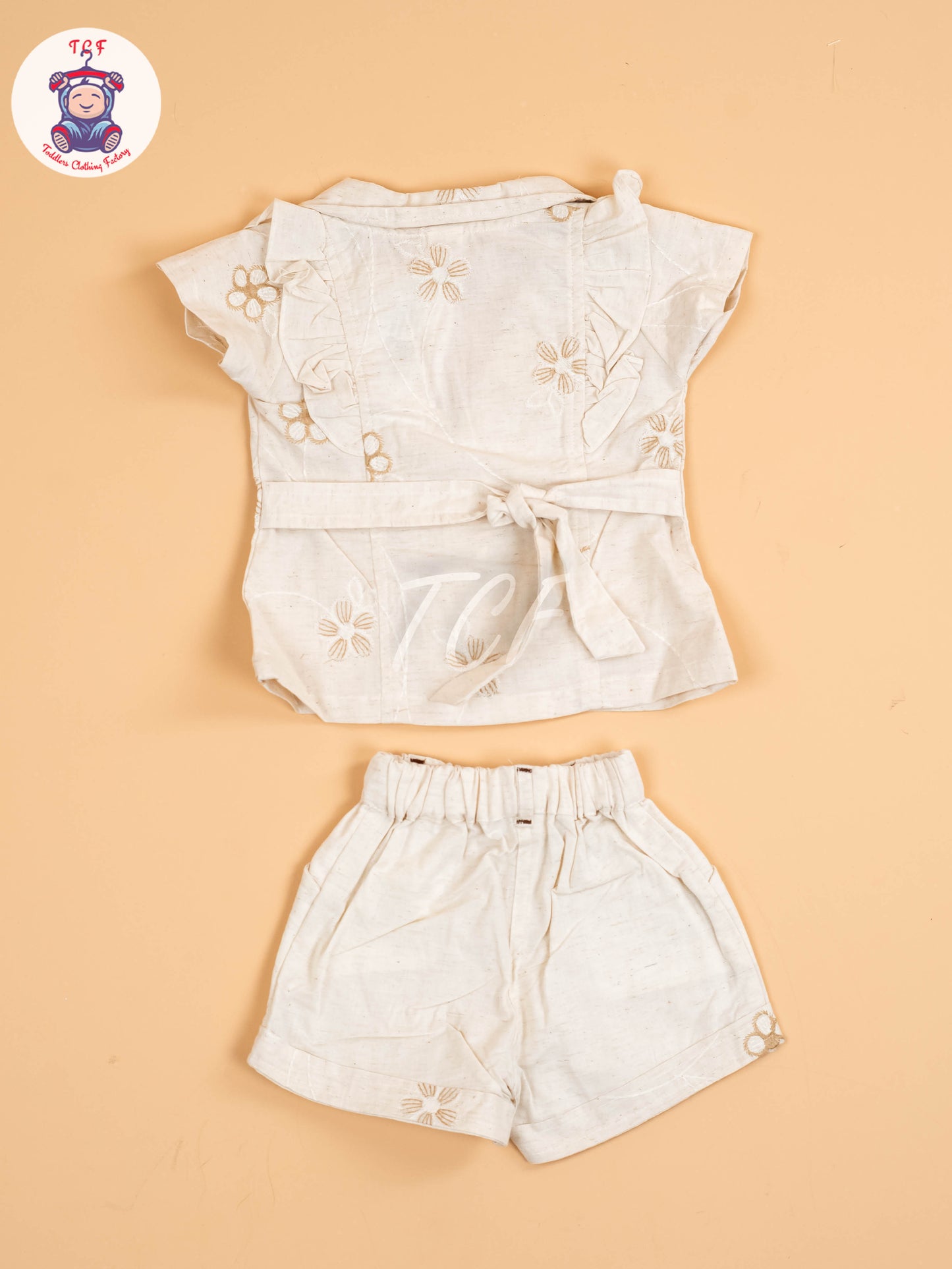 Light Brown - Girls Linen Tunics & Shorts