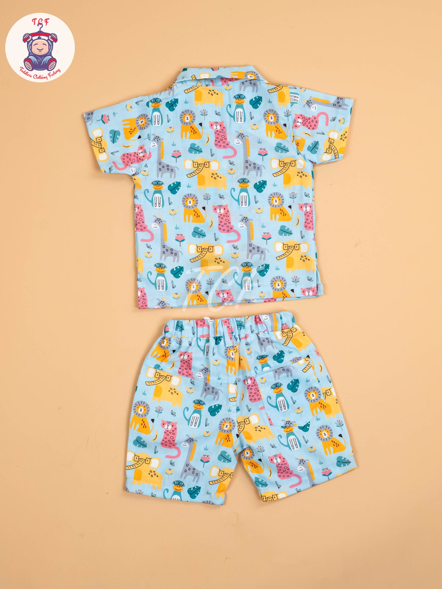 Blue Animal Printed - Boys Shirt & Shorts