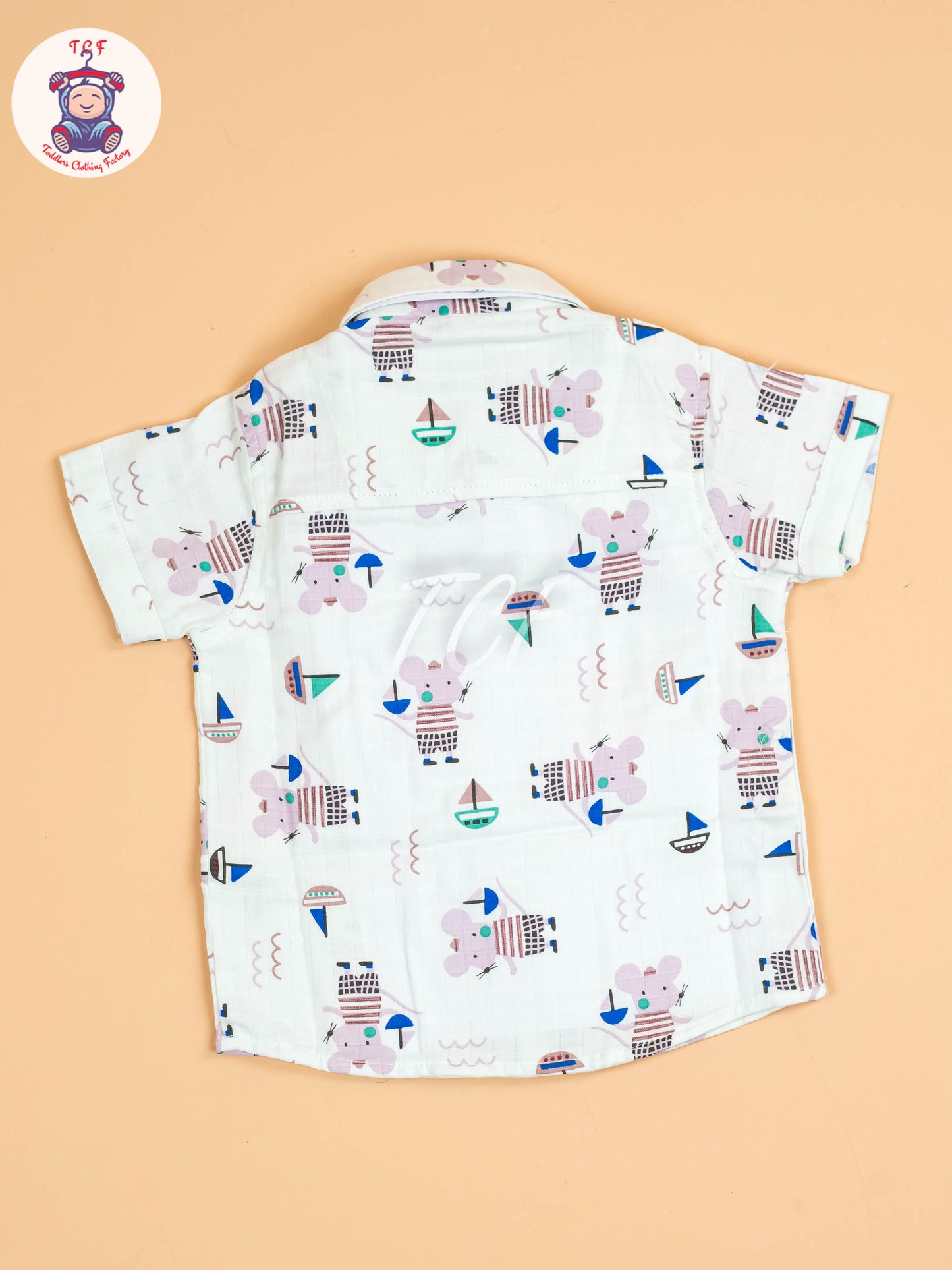 Light Green Floral Printed - Boys Cotton Shirt