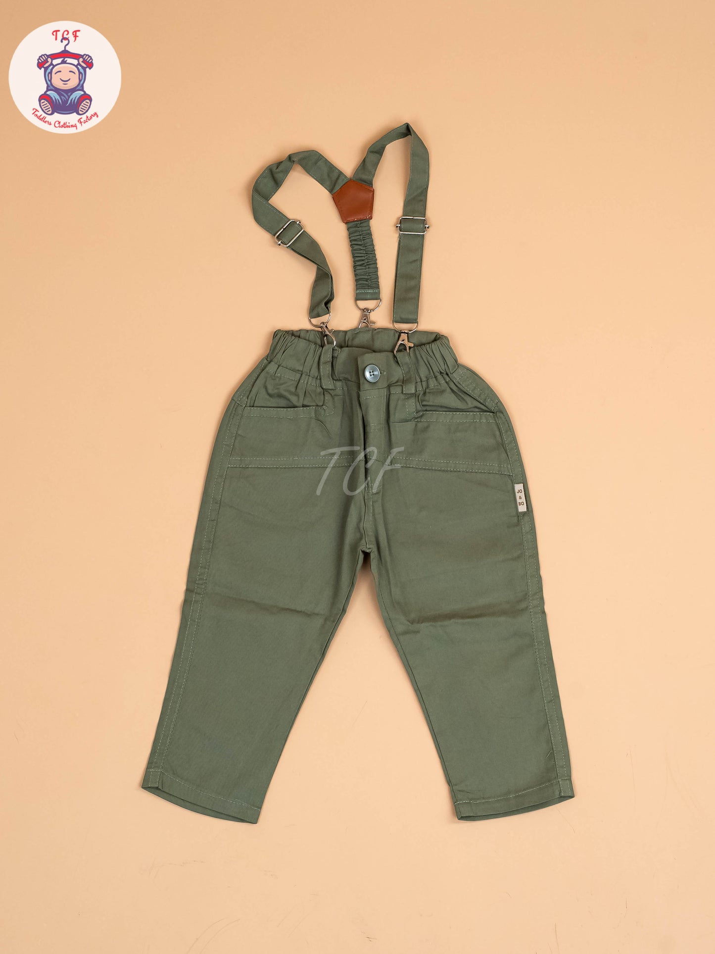 Cream & Light Green - Full Sleeves T-Shirts & Pant With Suspender Set