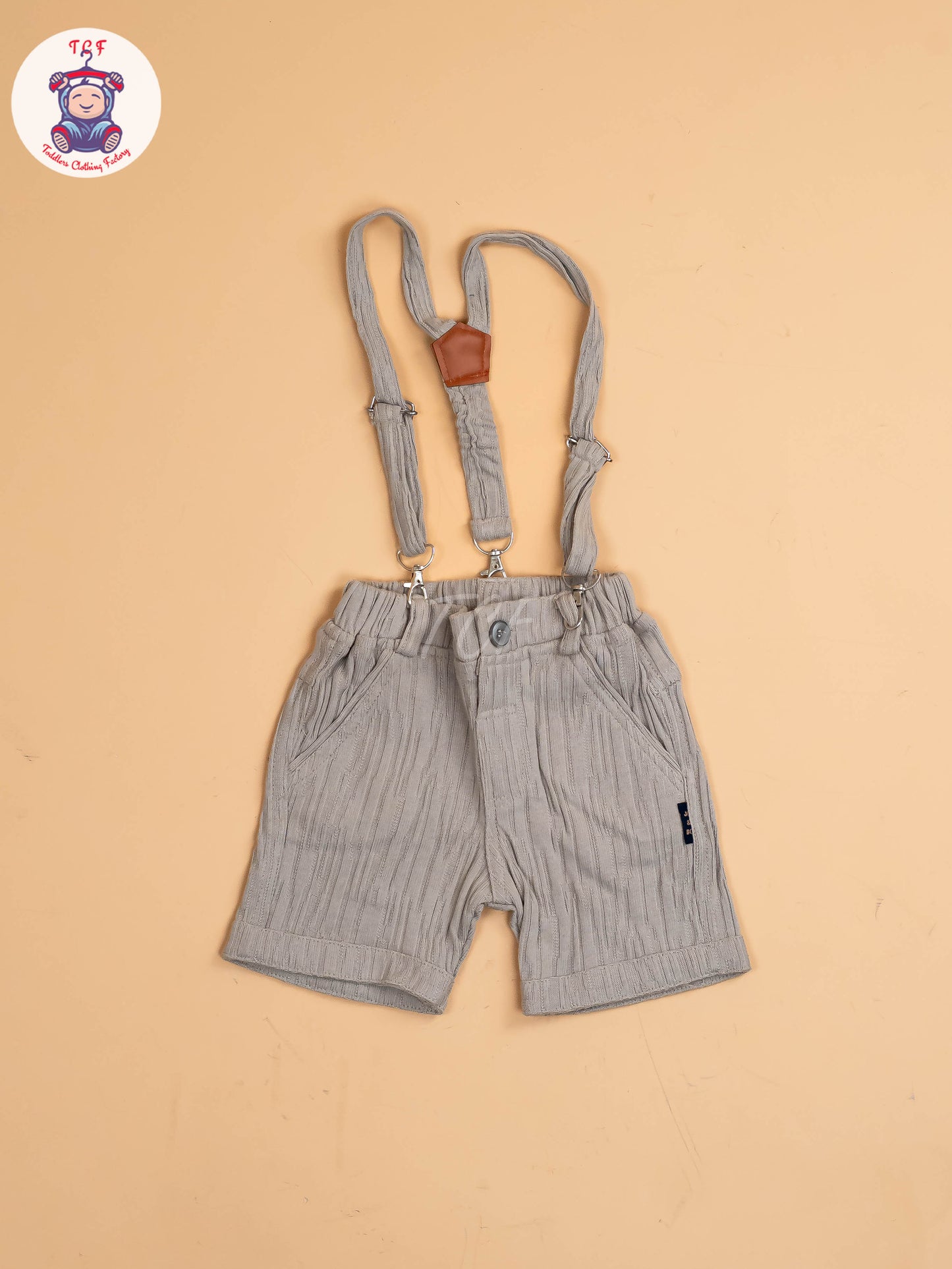White Floral & Grey - Half Sleeves Shirts & Shorts Set With Suspender & Bow