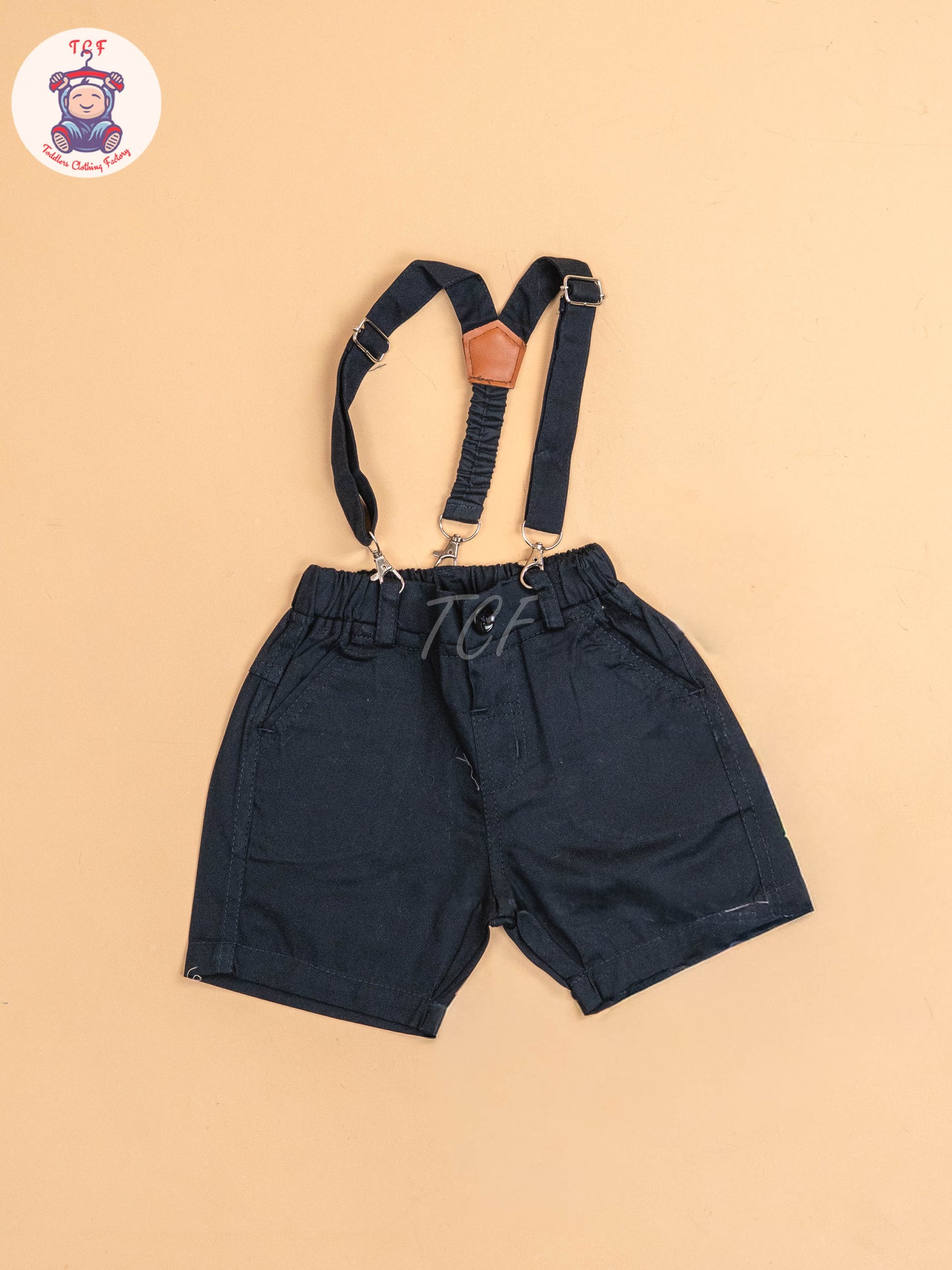 White & Orange - Half Sleeves Shirts & Shorts Set With Suspender & Bow