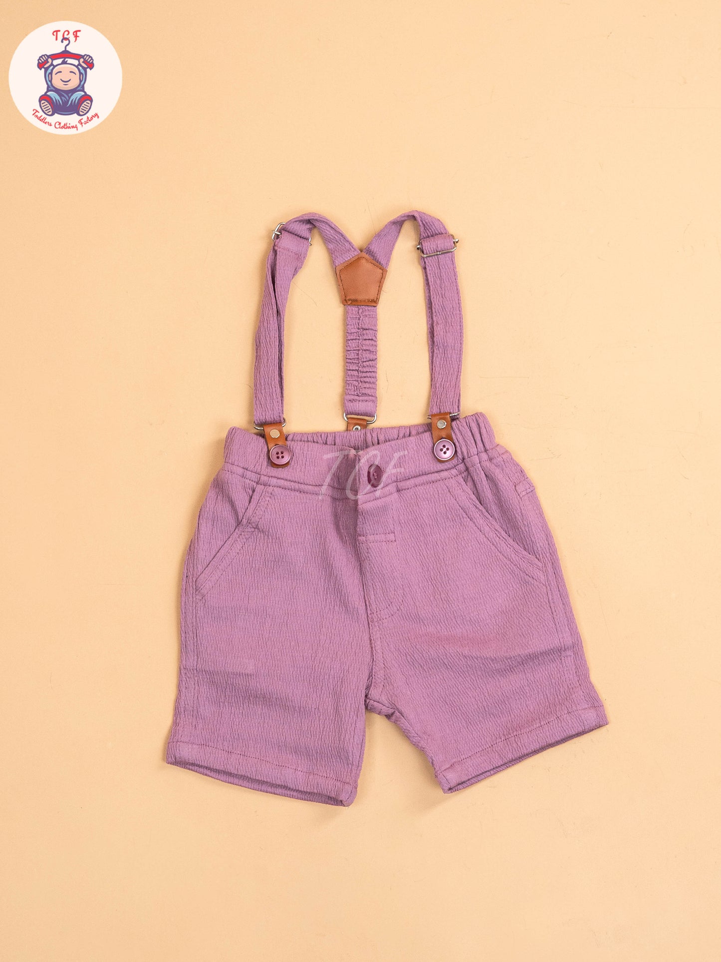 Purple - Half Sleeves Shirts & Shorts Set With Suspender & Bow